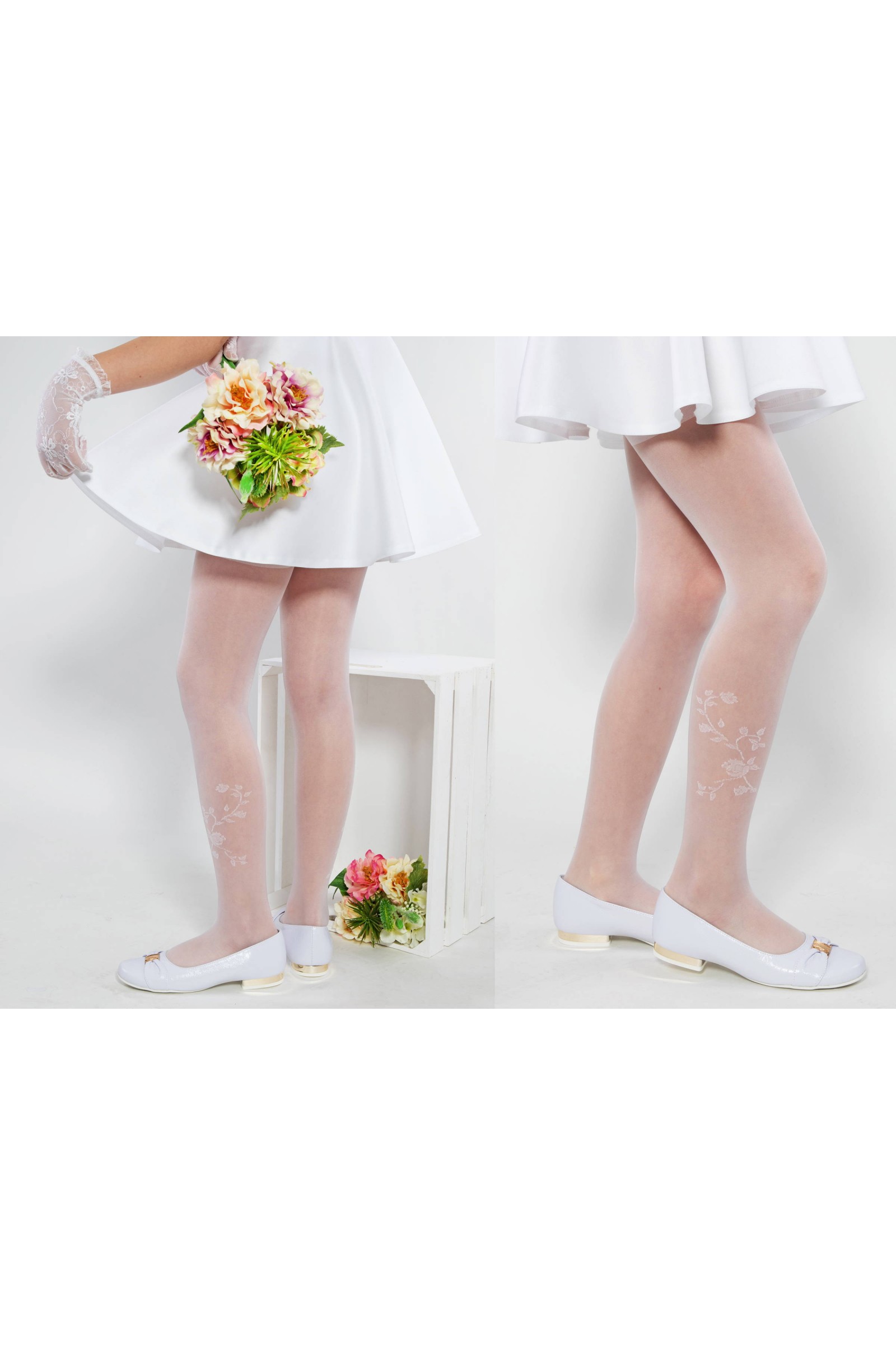 Elegant communion tights - Patricia motif 3 - obraz 2