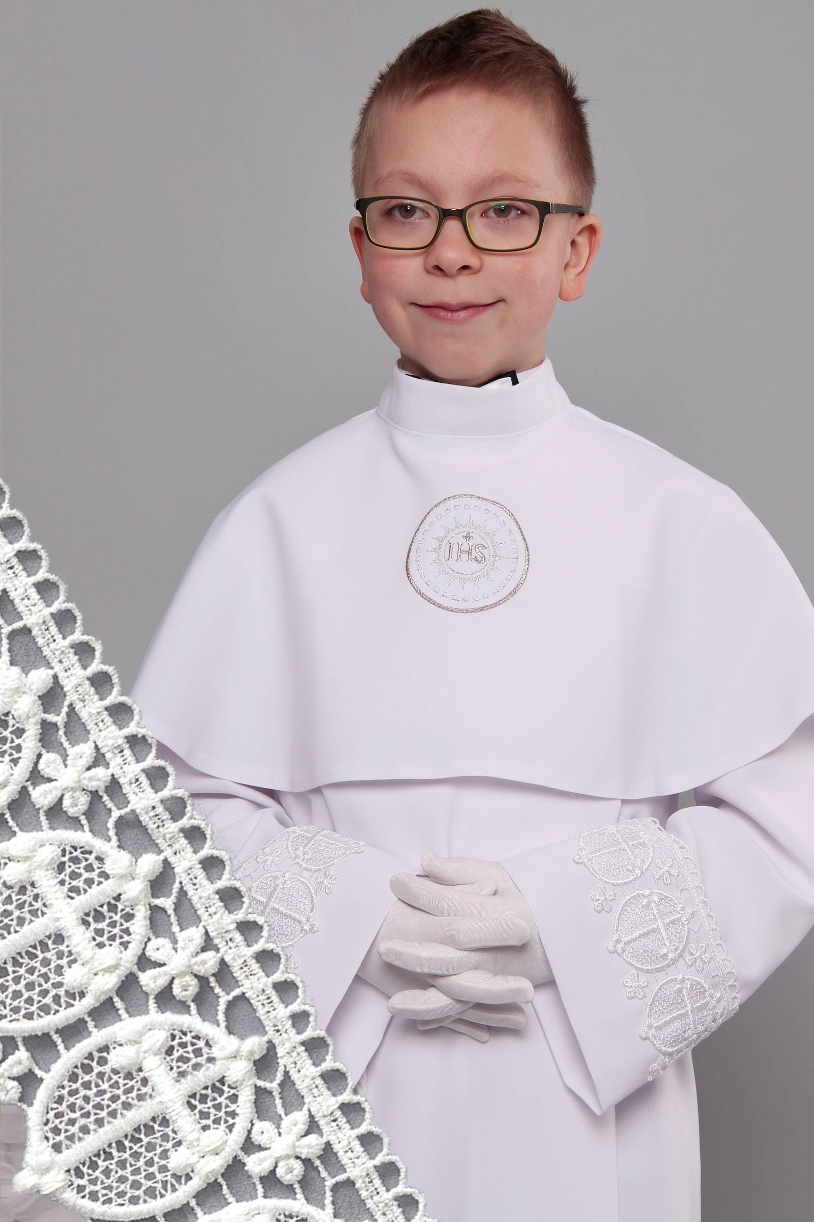 Robe de communion avec guipure 3/UK-KK - obraz 0