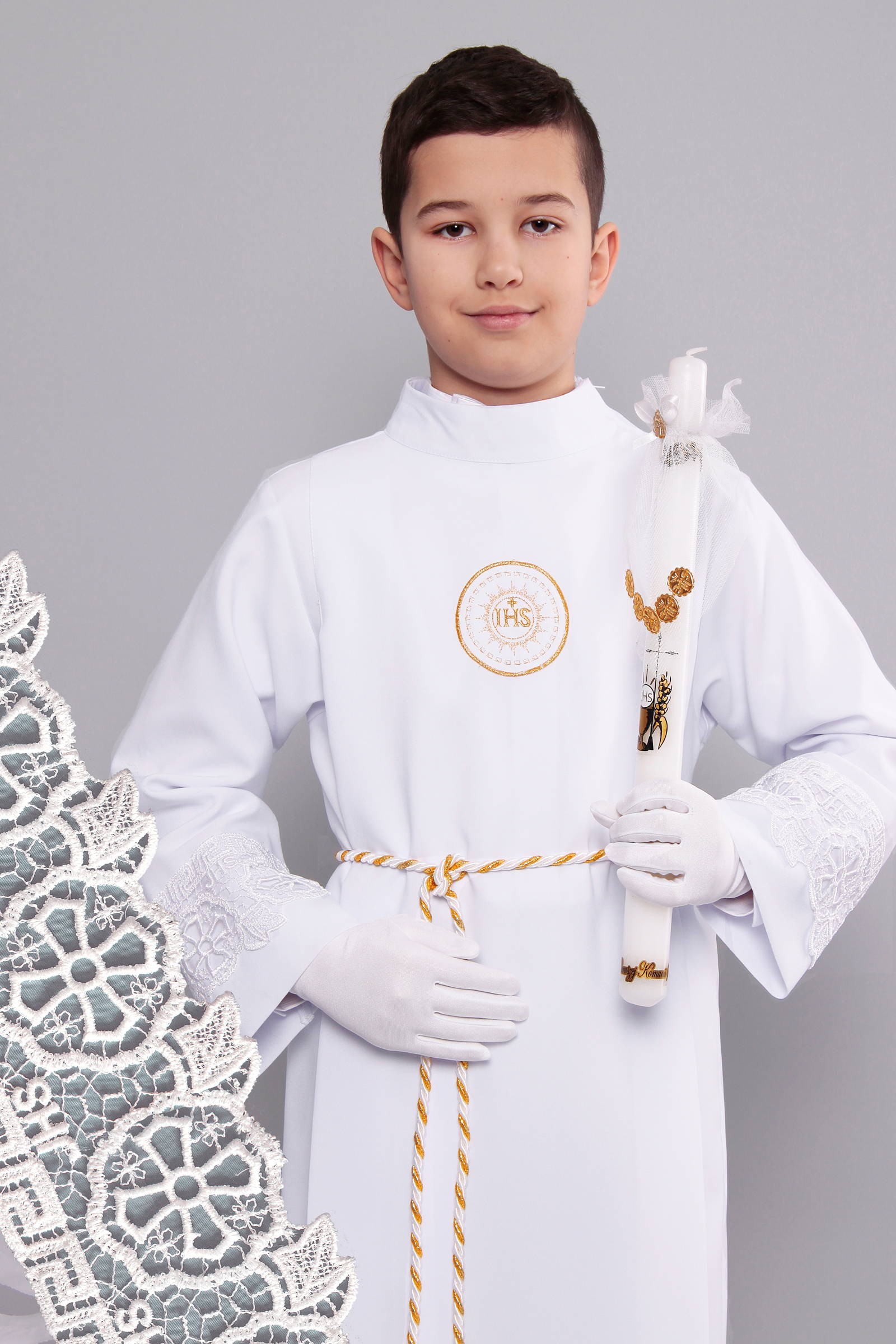 Communion dress with guipure 8/UK-Z1 - obraz 0