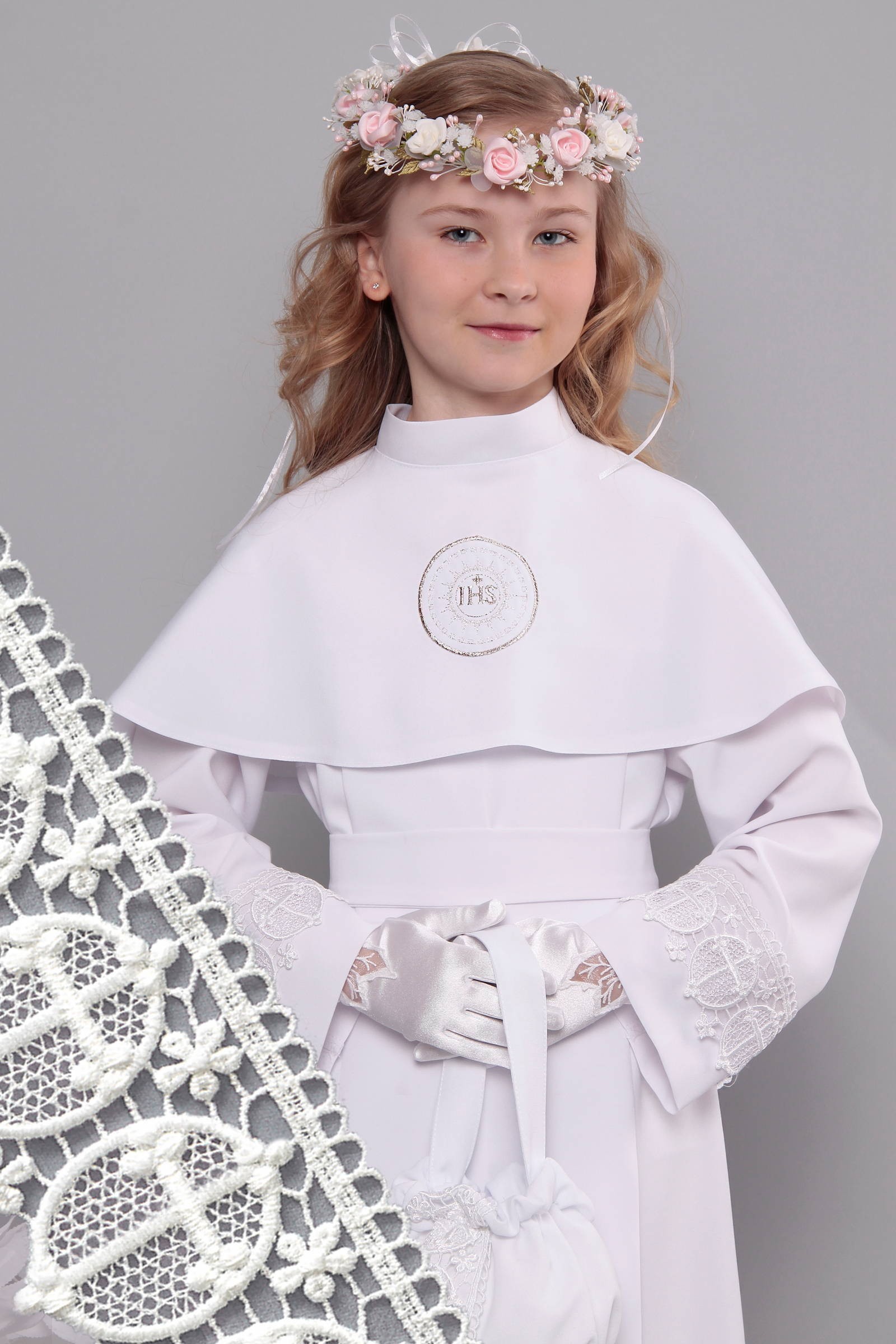 Communion robe with guipure 3a/UK-KK - obraz 0