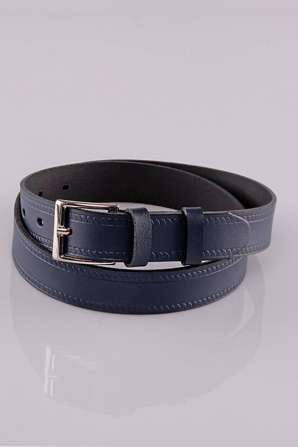 Ceinture pour pantalon de communion - cuir bleu marine Ceinture pour pantalon de communion - cuir bleu marine - obraz 1