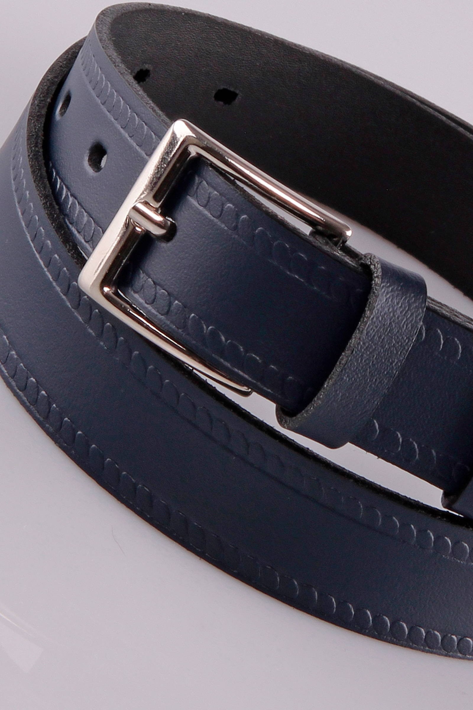 Ceinture pour pantalon de communion - cuir bleu marine Ceinture pour pantalon de communion - cuir bleu marine - obraz 0
