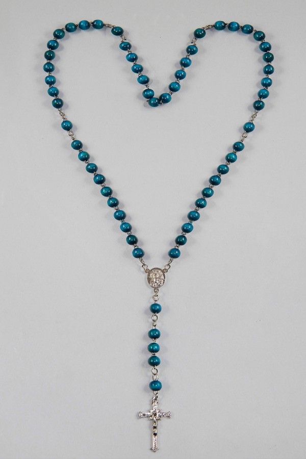 Chapelet de communion - bleu en bois FR-DN Chapelet de communion - bleu en bois FR-DN - obraz 1