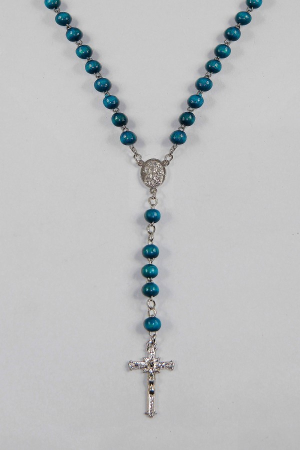 Chapelet de communion - bleu en bois FR-DN Chapelet de communion - bleu en bois FR-DN - obraz 3