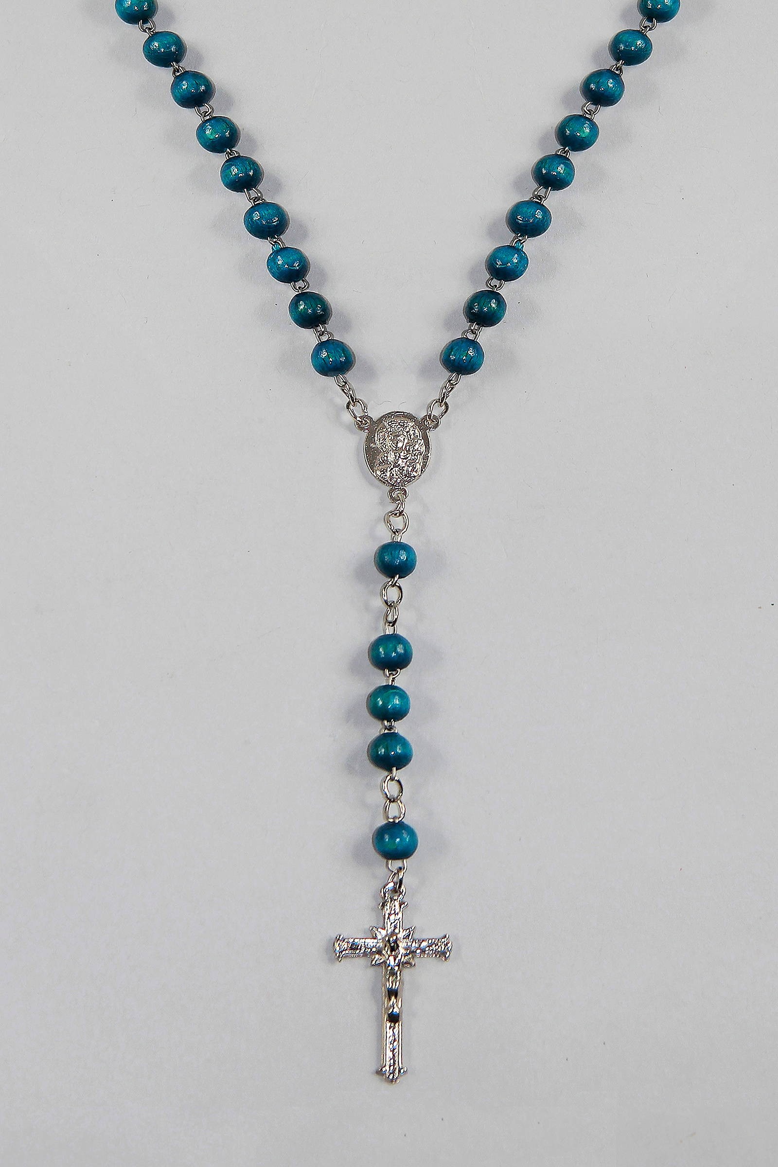 Chapelet de communion - bleu en bois FR-DN Chapelet de communion - bleu en bois FR-DN - obraz 3
