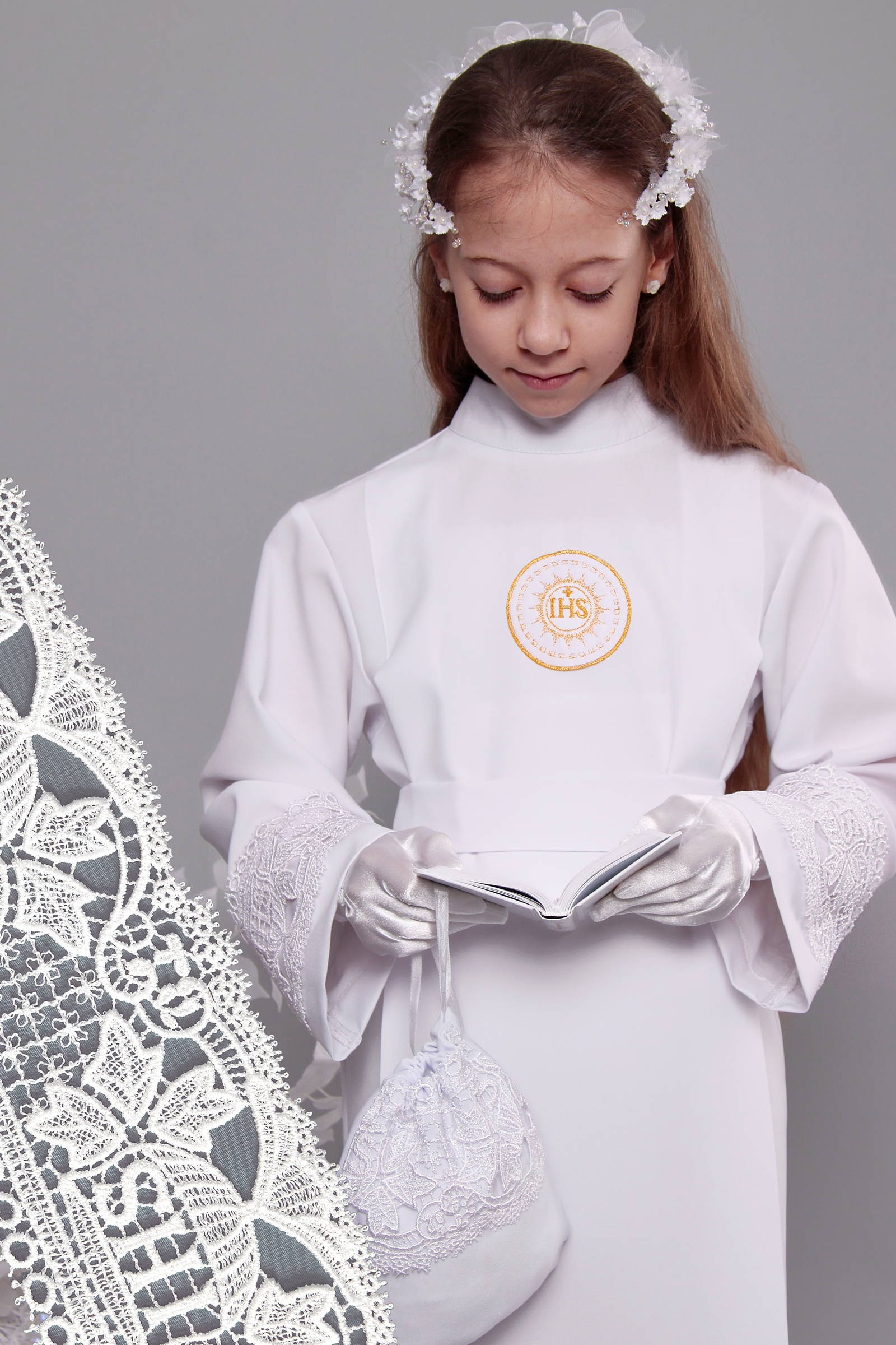 Aube de communion avec guipure 8a/UK-Z3 - obraz 0