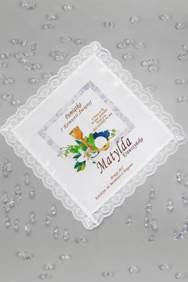 Communion handkerchief with graphic personalized UK-CHGI 11 Communion handkerchief with graphic personalized UK-CHGI 11 - obraz 1