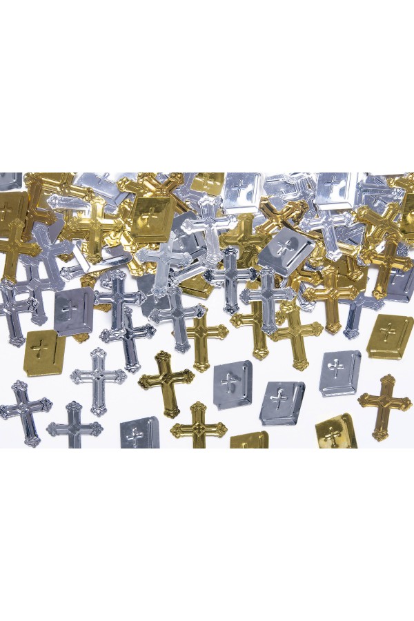 Croix de communion et livre avec confettis Croix de communion et livre avec confettis - obraz 1