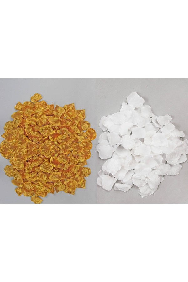 Communion table decorations - set of gold and white rose petals - obraz 3