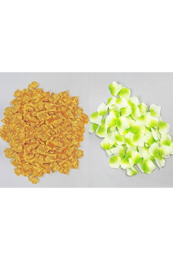 Communion table decorations - set of gold and green rose petals - obraz 3