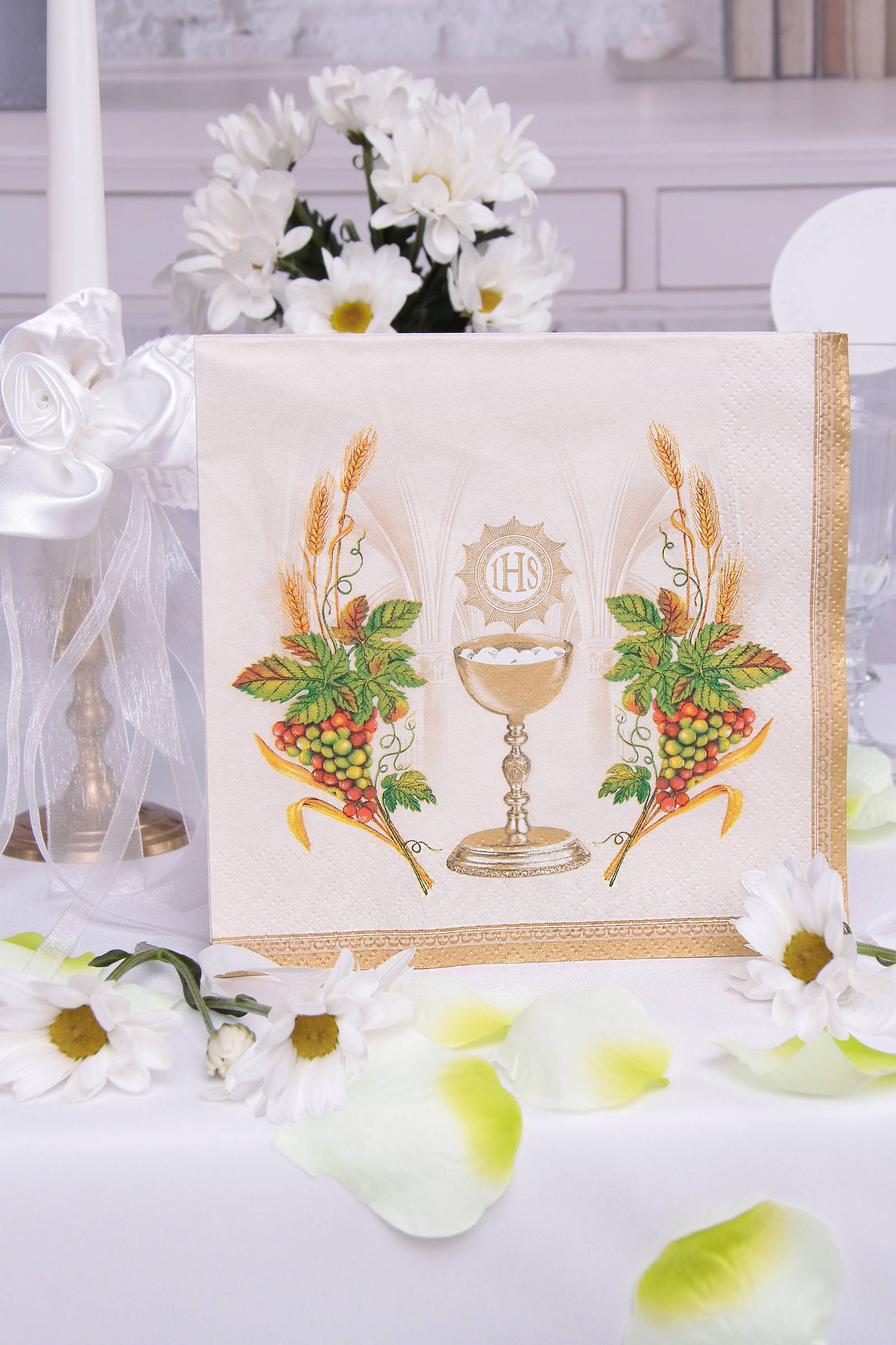 Communion napkins 1 - floral motif - obraz 1