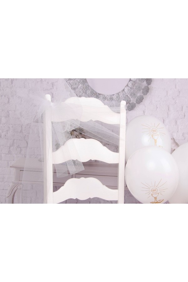 Ornement en tulle pour chaise de communion - blanc Ornement en tulle pour chaise de communion - blanc - obraz 2