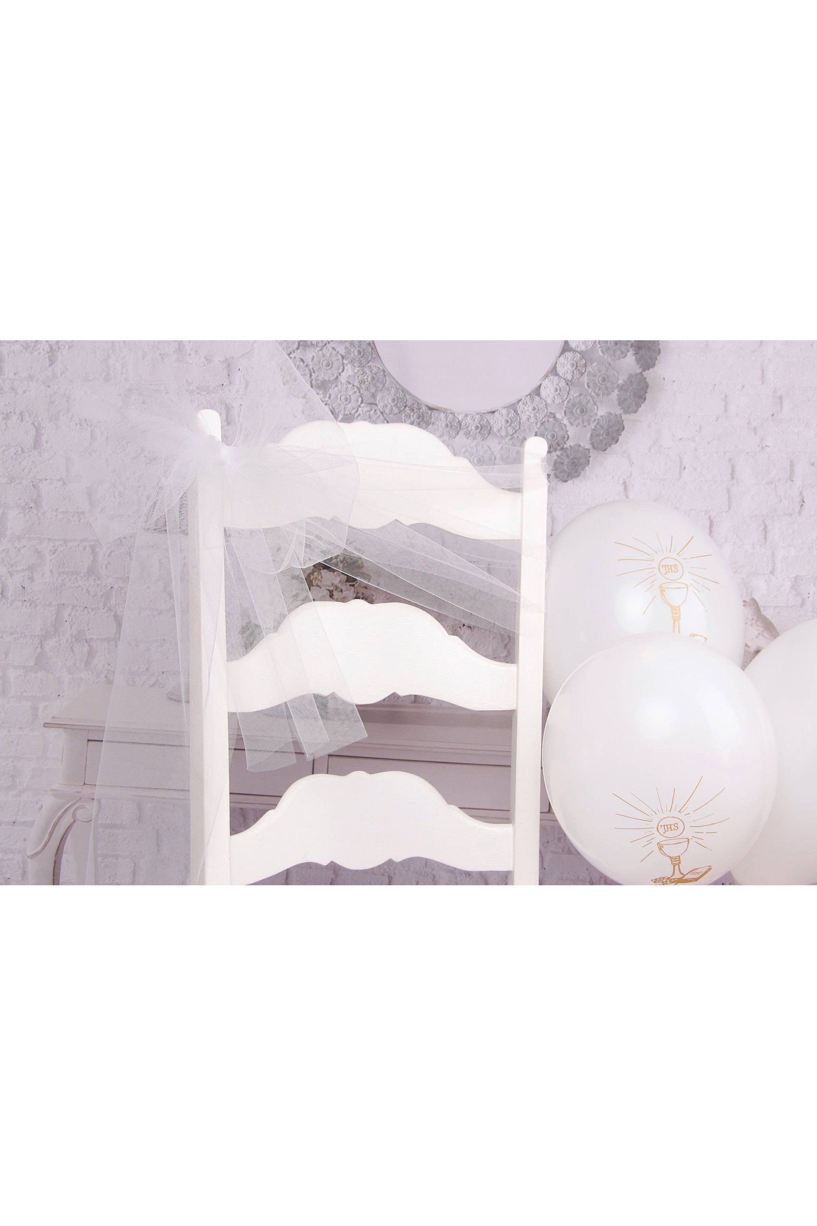 Ornement en tulle pour chaise de communion - blanc Ornement en tulle pour chaise de communion - blanc - obraz 2