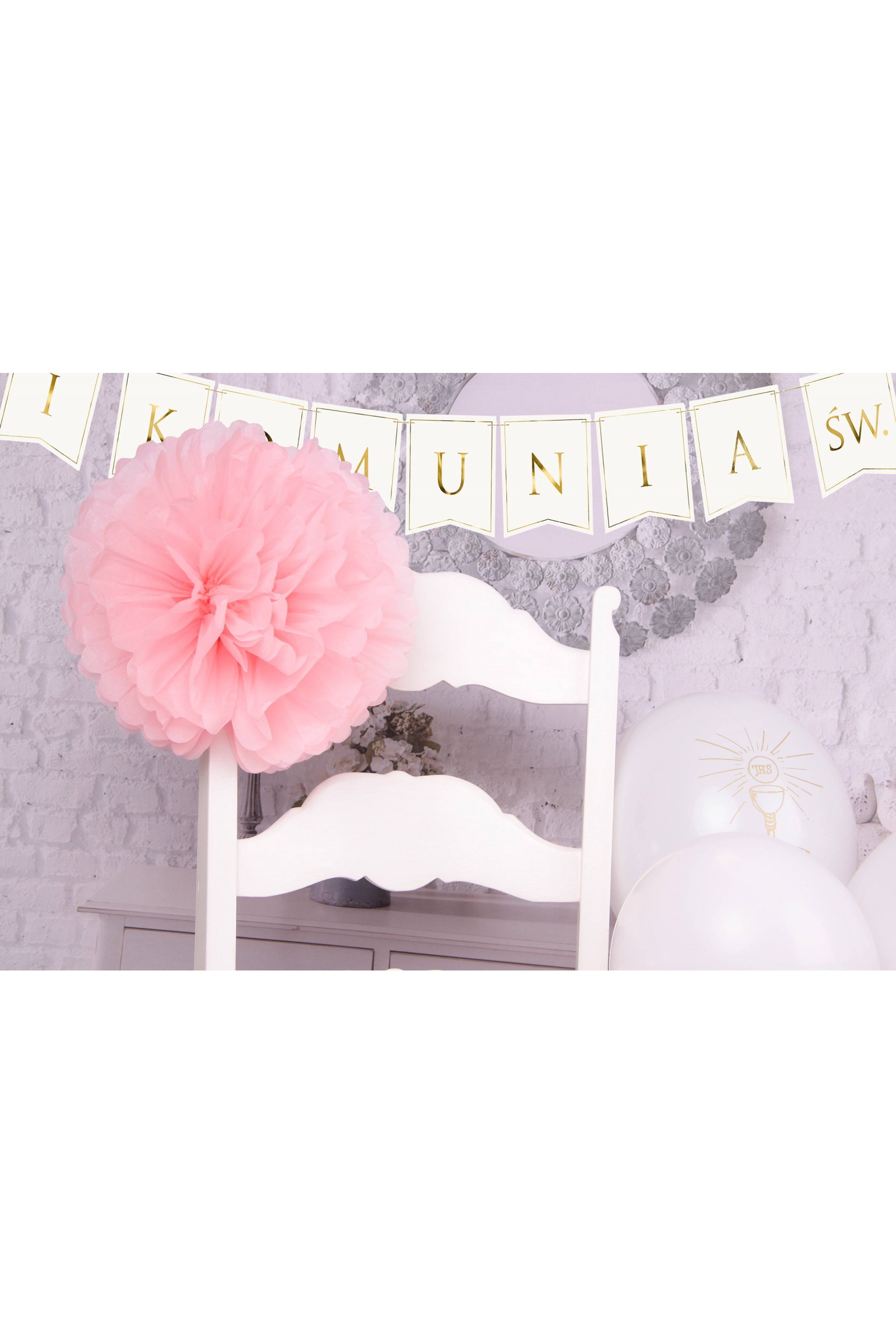 Ornement de chaise de communion en papier - rose - obraz 3