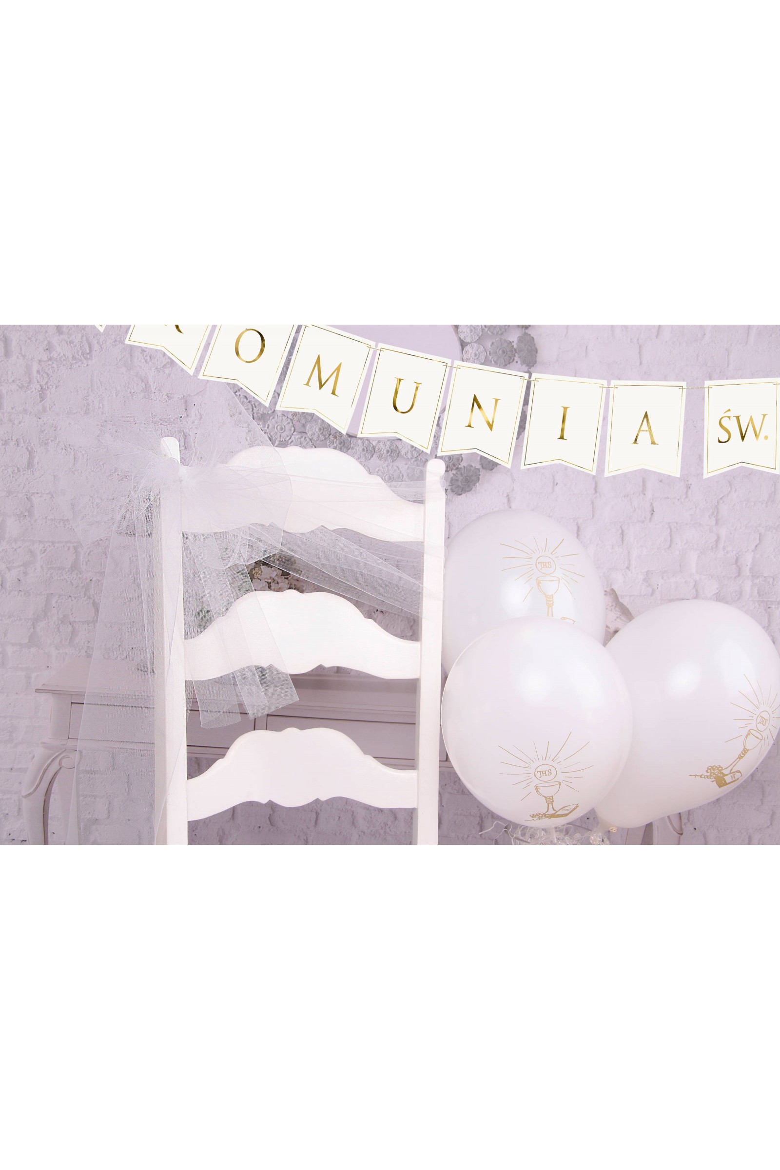 Ornement en tulle pour chaise de communion - blanc Ornement en tulle pour chaise de communion - blanc - obraz 3