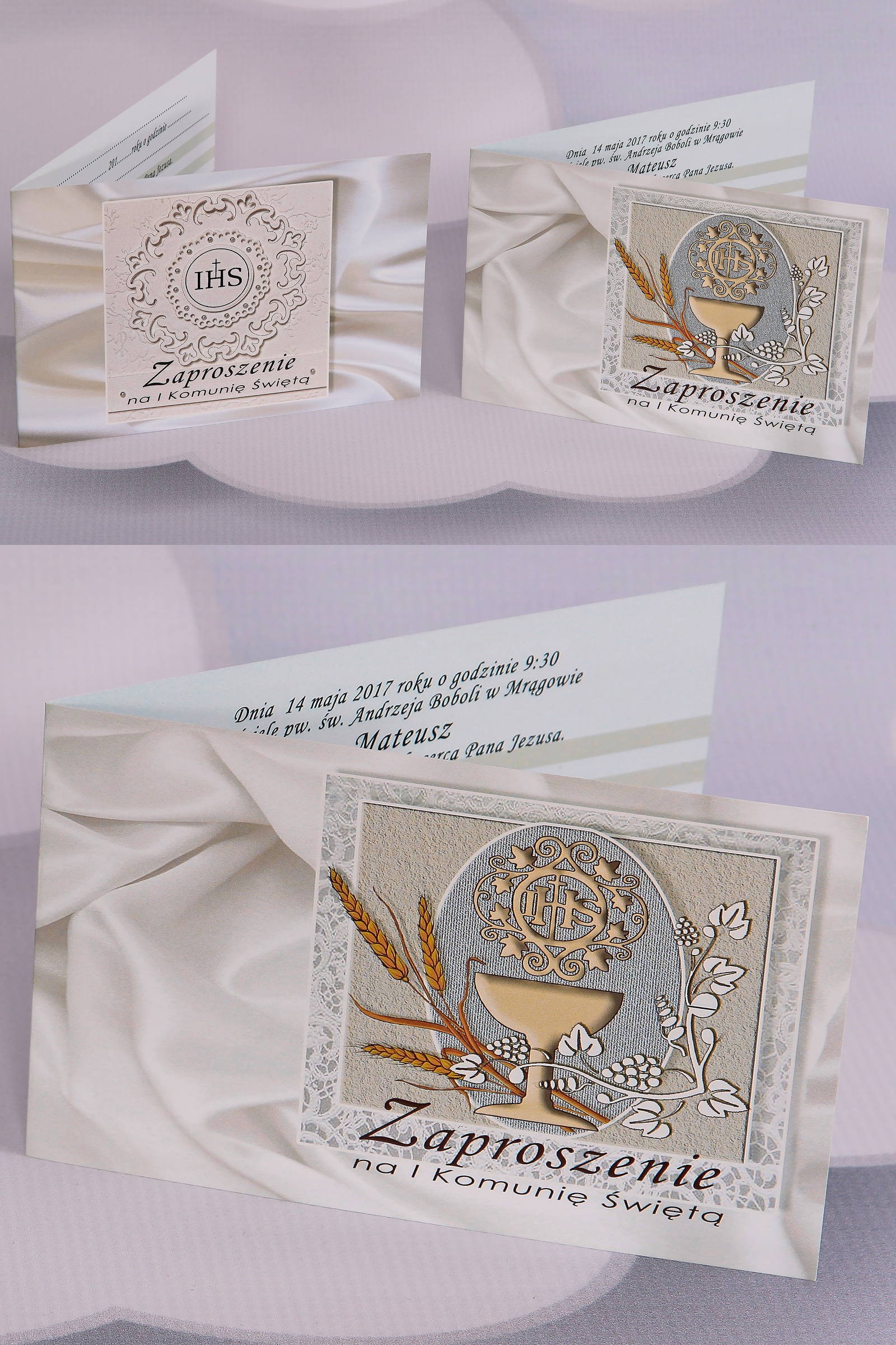 Invitations de communion populaires personnalisées - Satin 1 (a,c) Invitations de communion populaires personnalisées - Satin 1 (a,c) - obraz 0