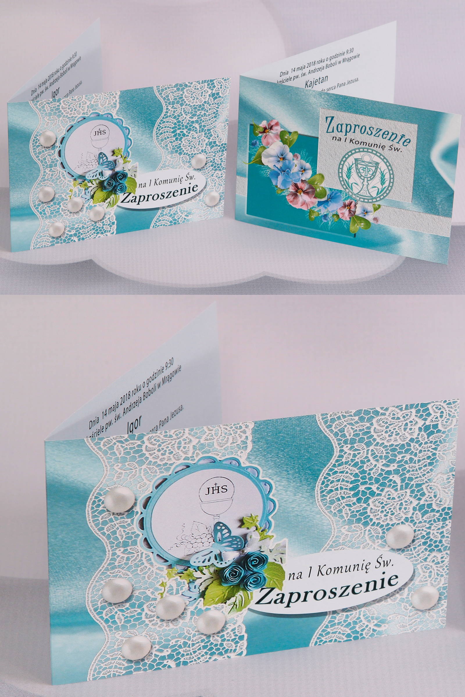 Invitations de communion populaires personnalisées - Satin 2 (a, b) Invitations de communion populaires personnalisées - Satin 2 (a, b) - obraz 0