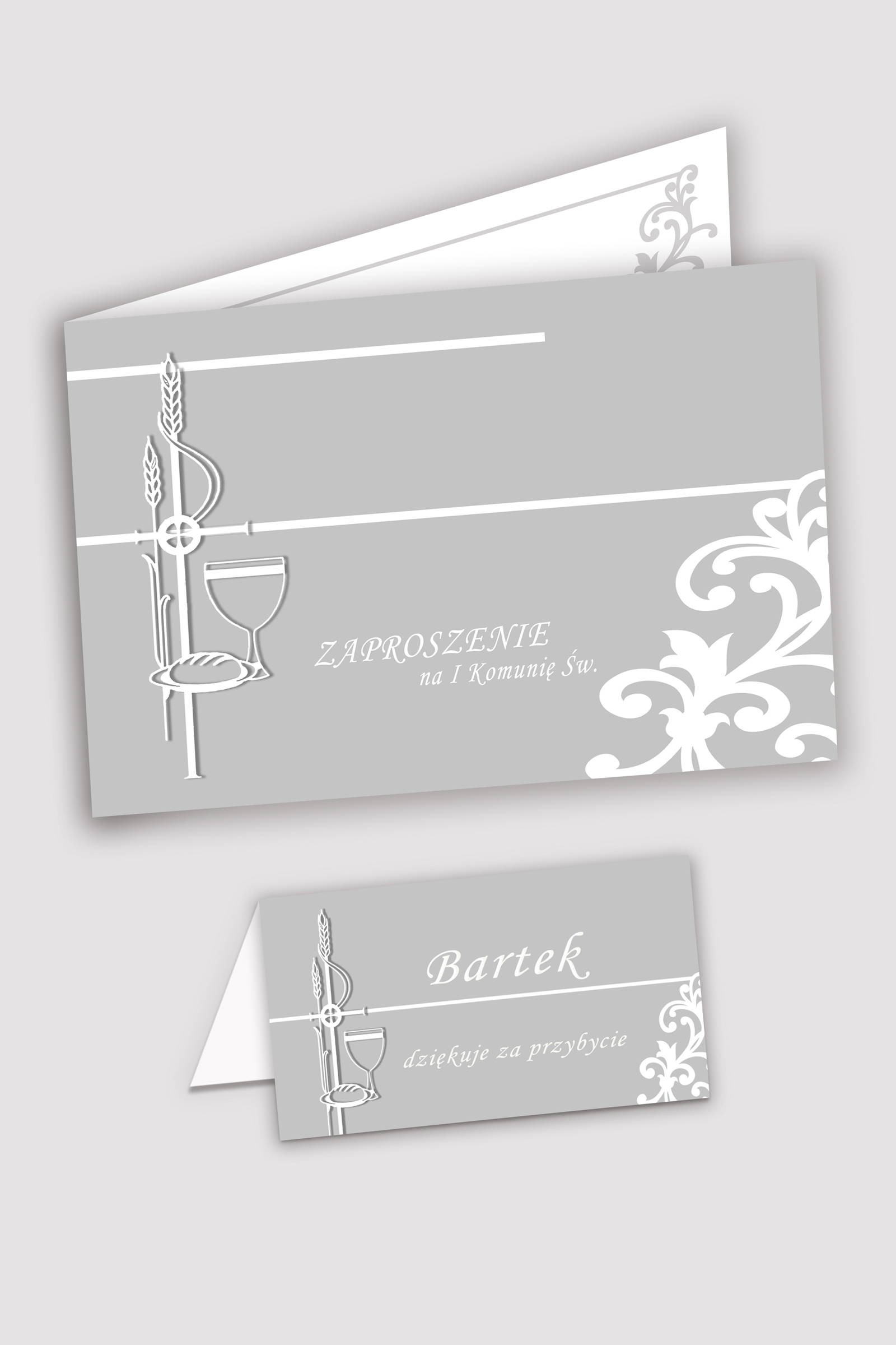Invitations de communion personnalisées et vignettes - Élégance blanche Invitations de communion personnalisées et vignettes - Élégance blanche - obraz 0