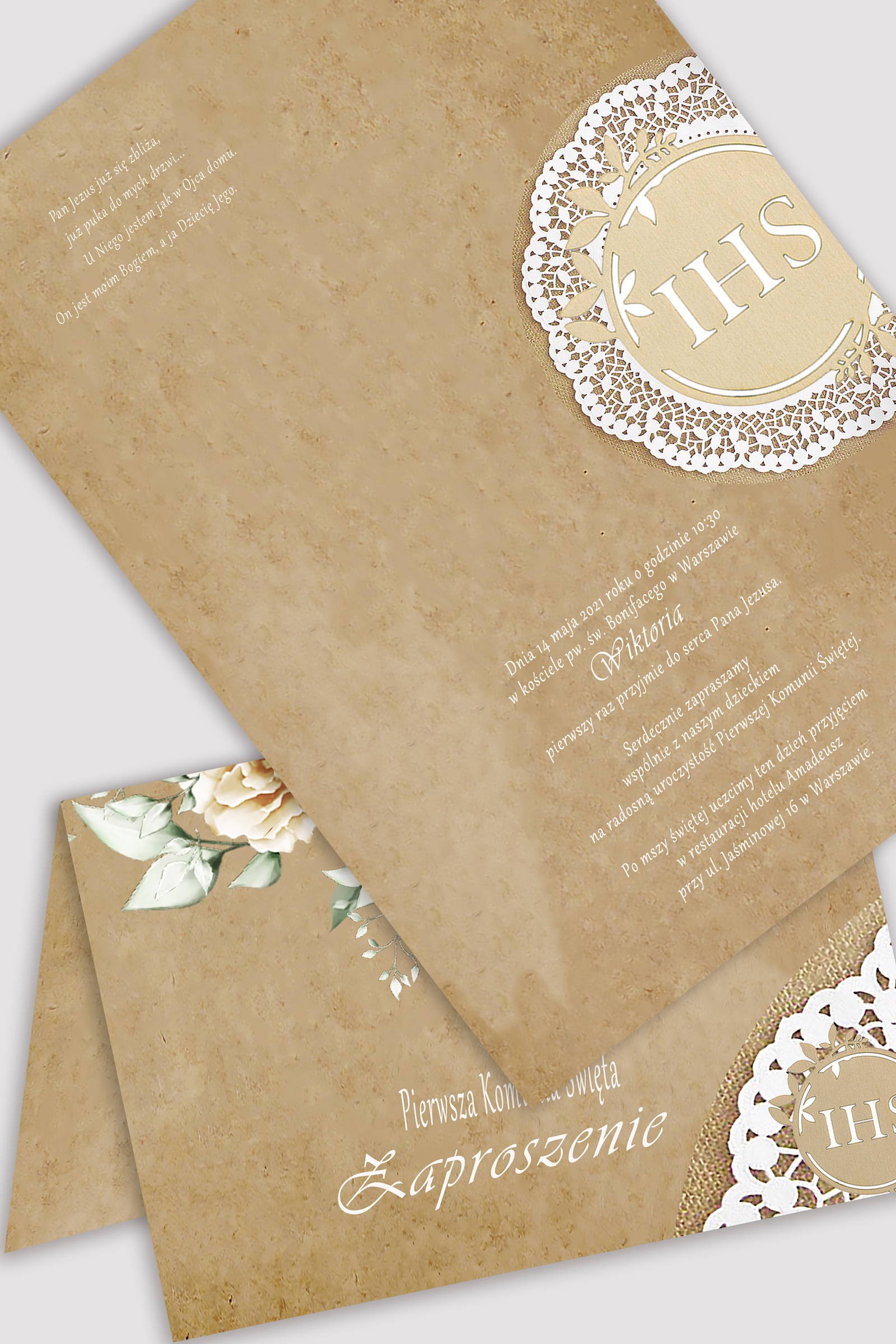 Personalized communion invitations from sets - Parchment beige Personalized communion invitations from sets - Parchment beige - obraz 0