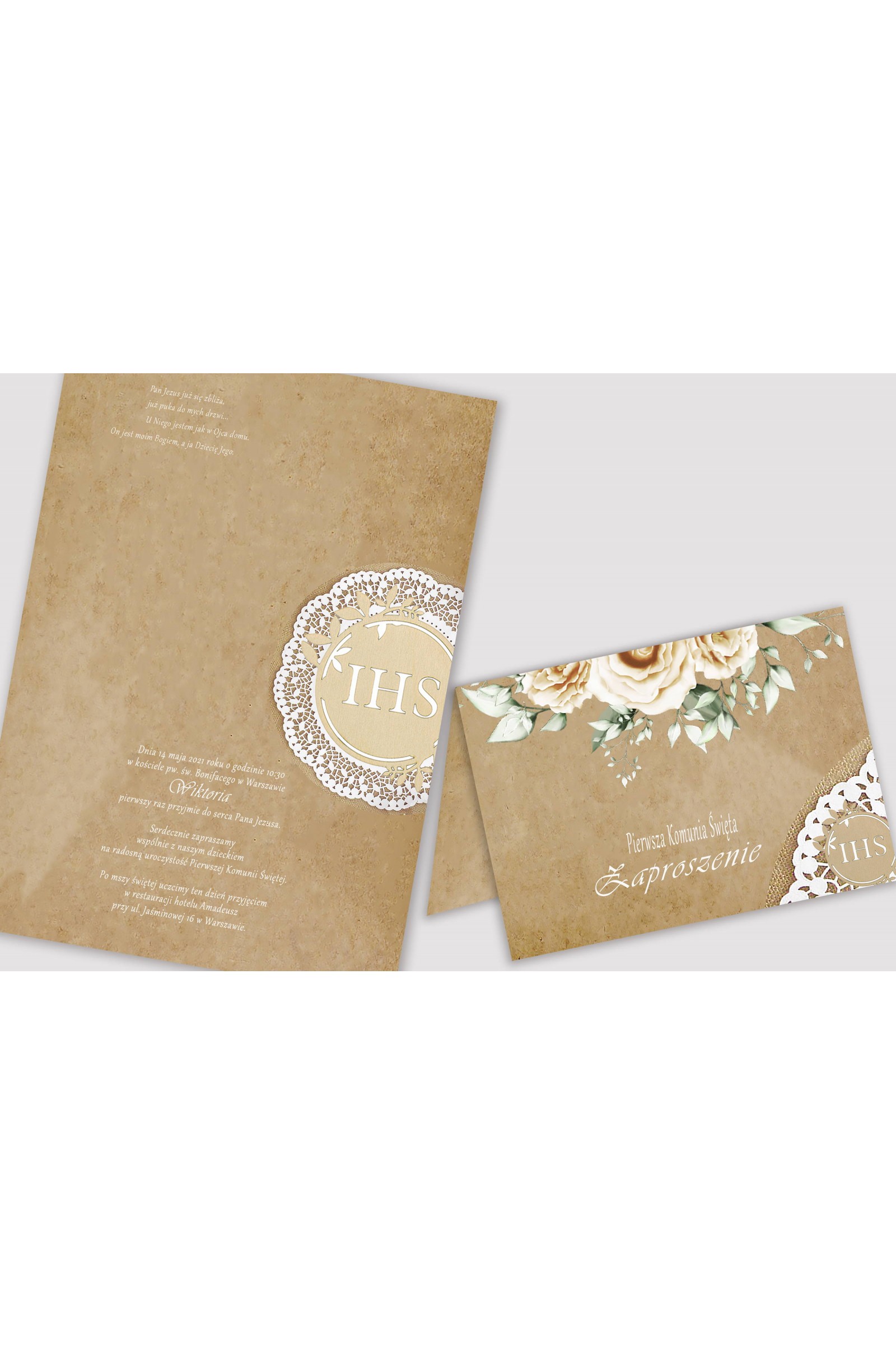 Personalized communion invitations from sets - Parchment beige Personalized communion invitations from sets - Parchment beige - obraz 2