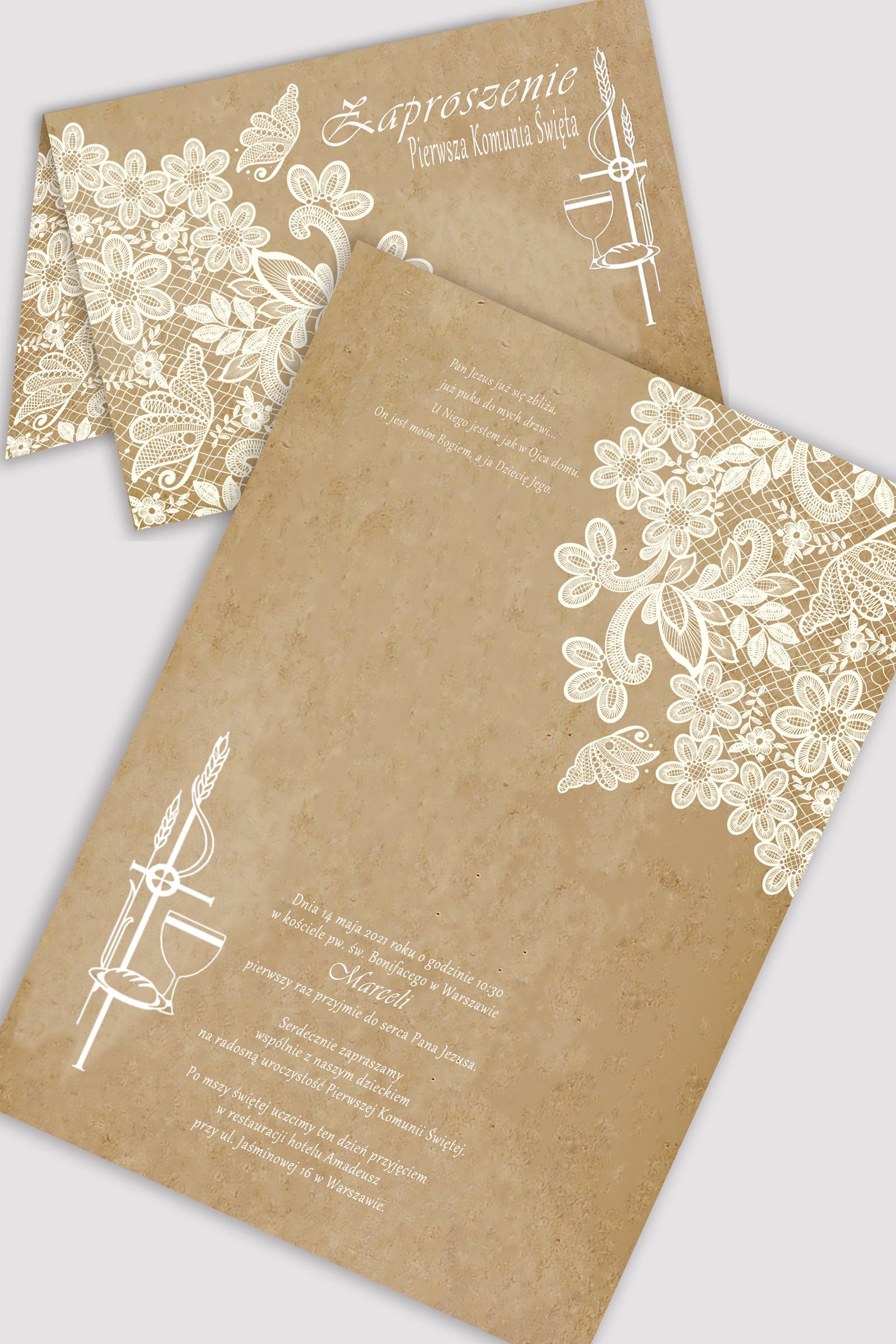 Invitations personnalisées pour la communion à partir de sets - Papillon sur parchemin Invitations personnalisées pour la communion à partir de sets - Papillon sur parchemin - obraz 0