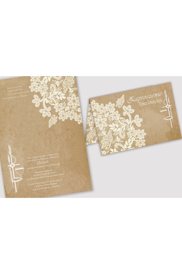 Invitations personnalisées pour la communion à partir de sets - Papillon sur parchemin Invitations personnalisées pour la communion à partir de sets - Papillon sur parchemin - obraz 2