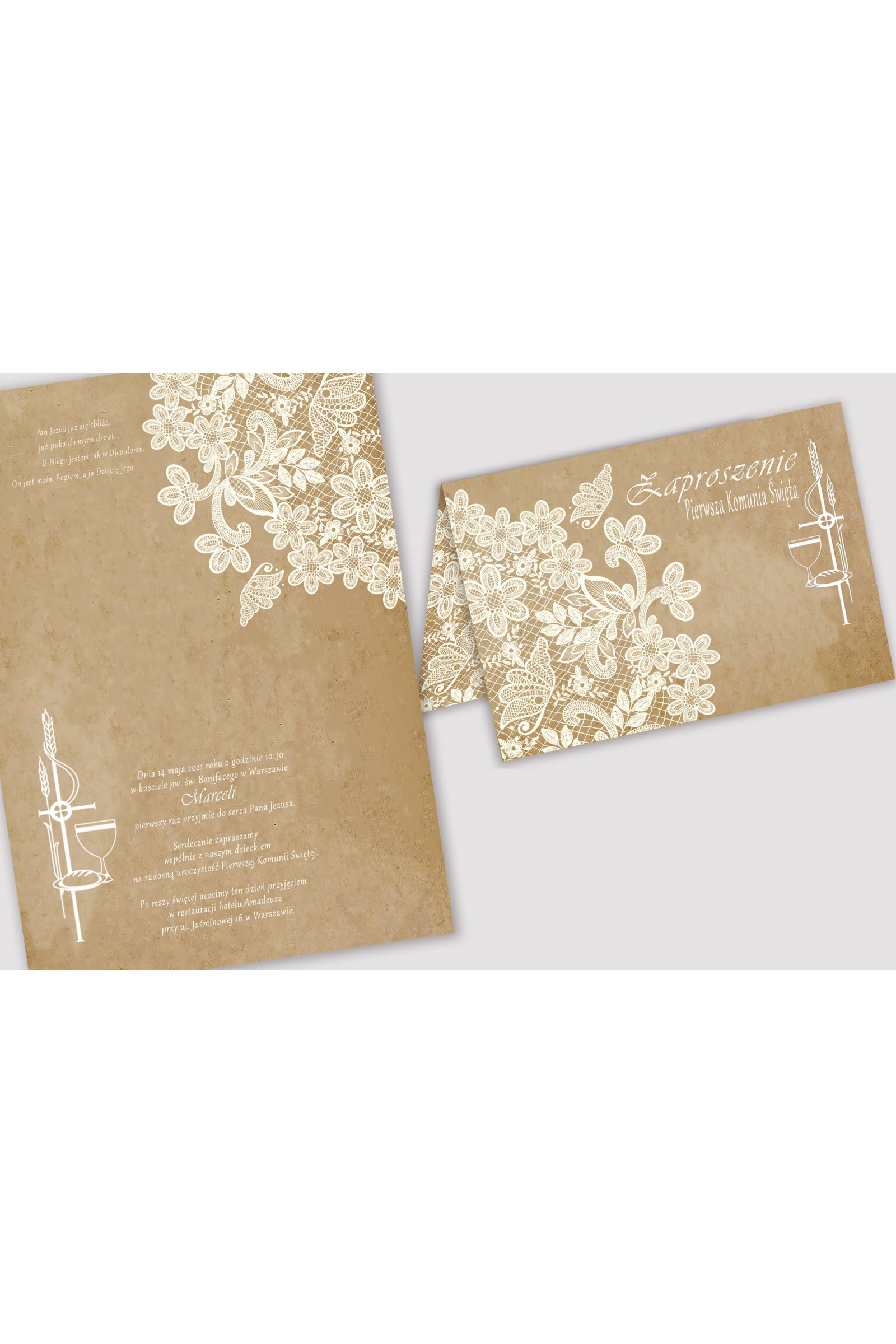 Invitations personnalisées pour la communion à partir de sets - Papillon sur parchemin Invitations personnalisées pour la communion à partir de sets - Papillon sur parchemin - obraz 2
