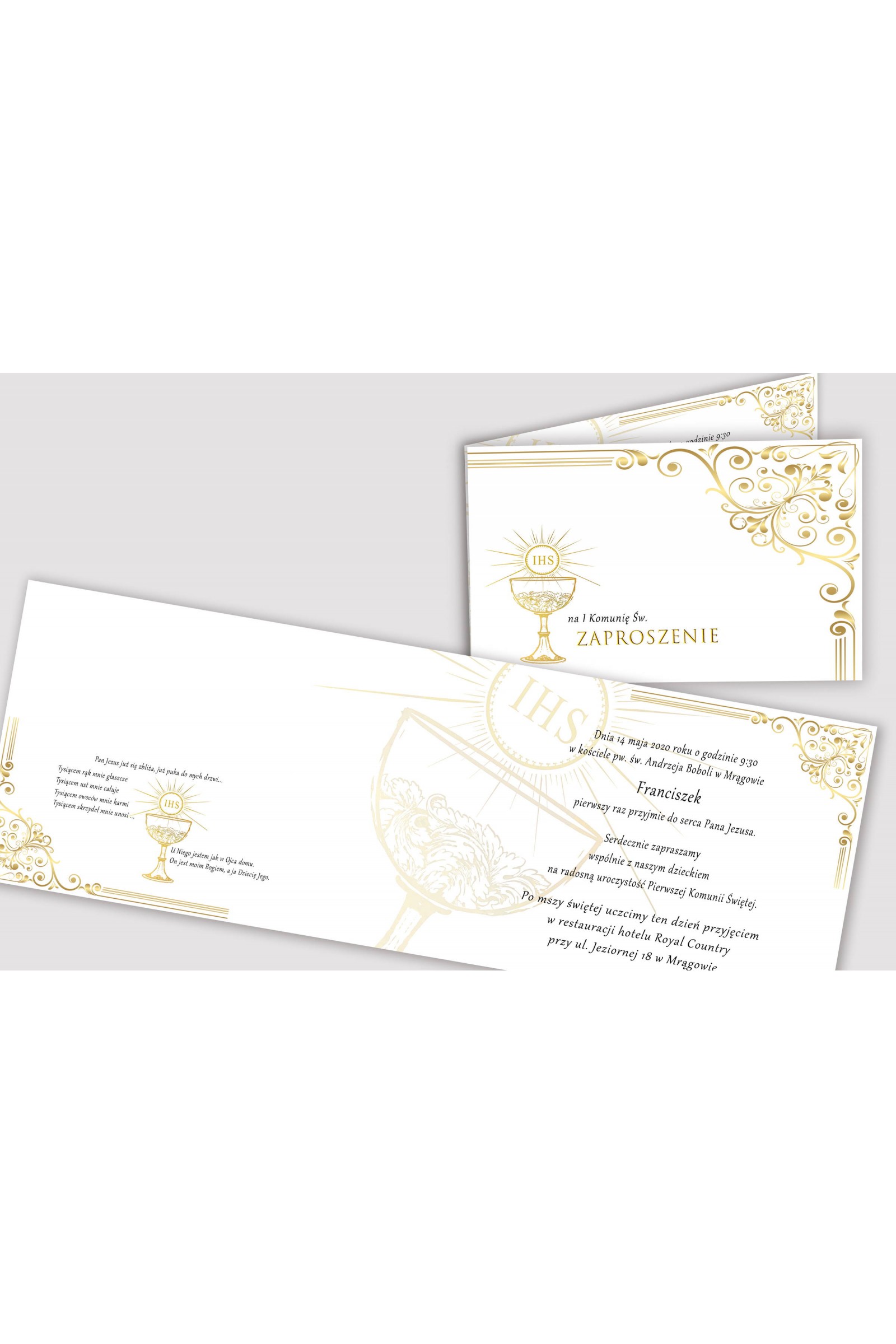 Invitations de communion personnalisées à partir de sets - Or Royal Invitations de communion personnalisées à partir de sets - Or Royal - obraz 2