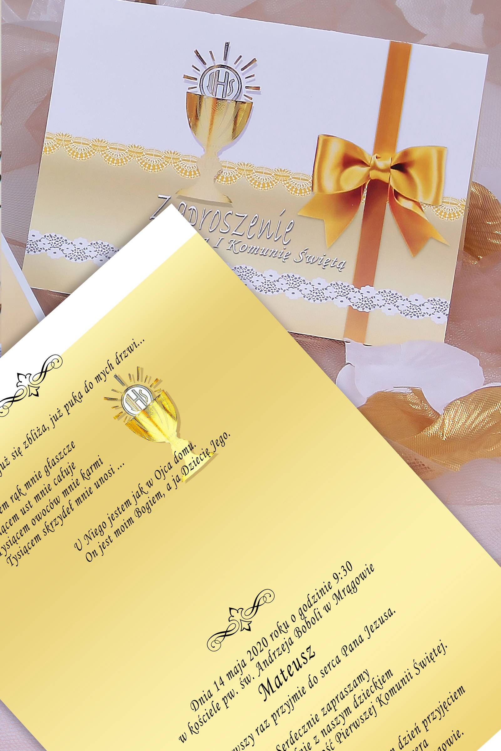Personalized communion invitations from sets - Gold Lace Personalized communion invitations from sets - Gold Lace - obraz 0