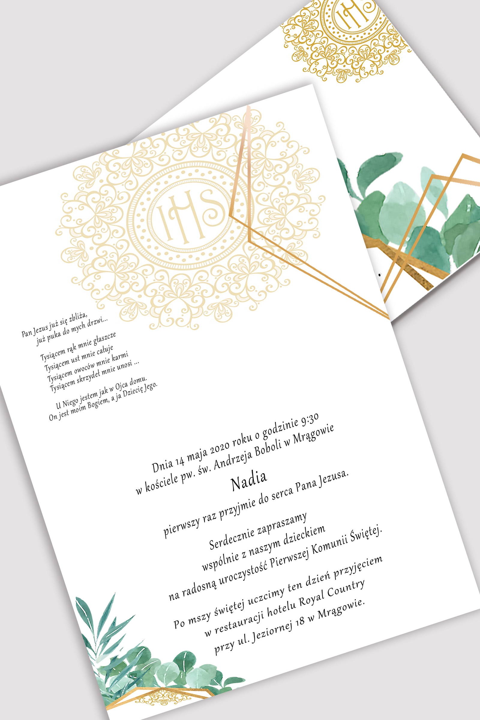 Invitations de communion personnalisées provenant d'ensembles - Fine Eucalyptus - obraz 0
