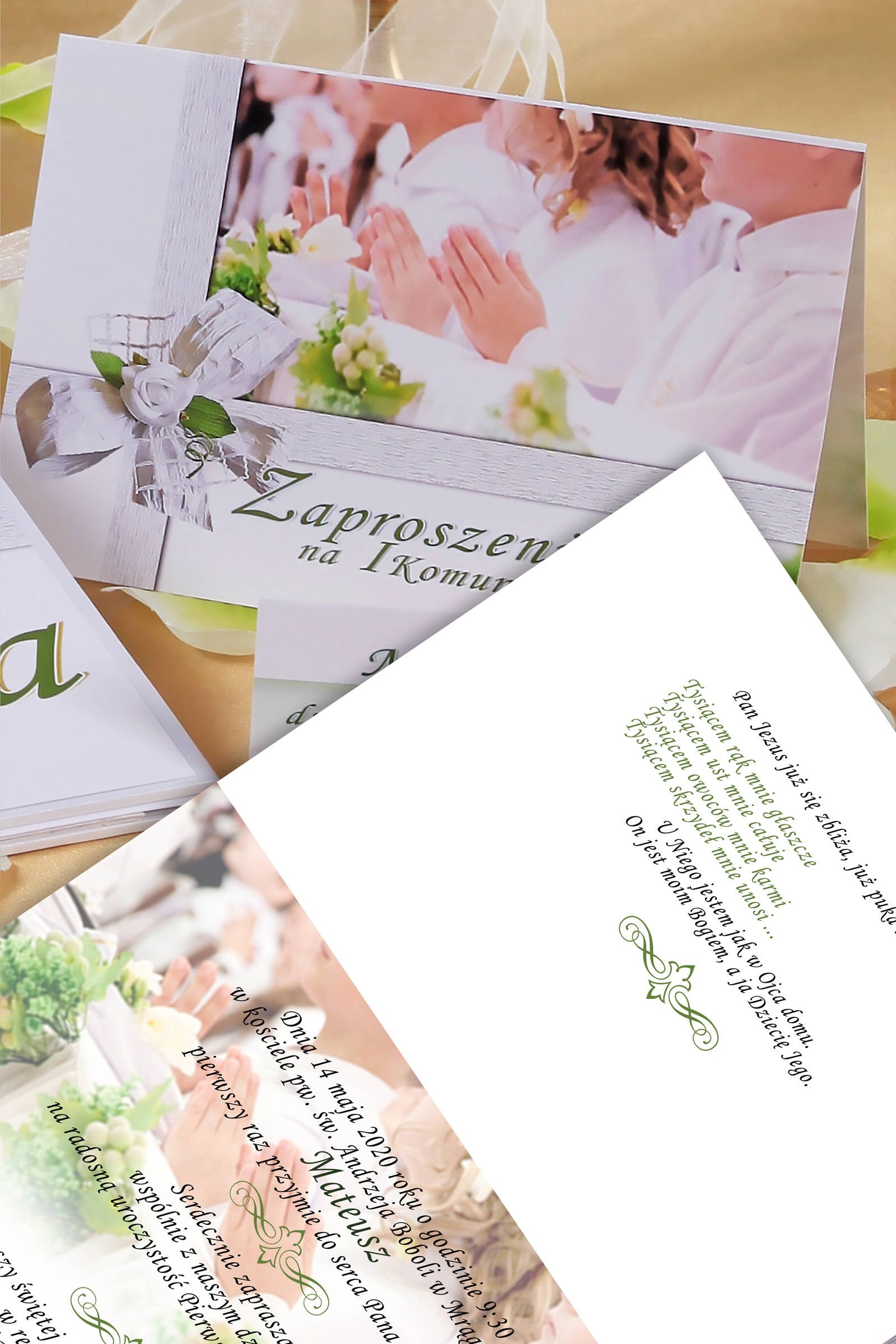 Personalized communion invitations from sets - Children's white Personalized communion invitations from sets - Children's white - obraz 0