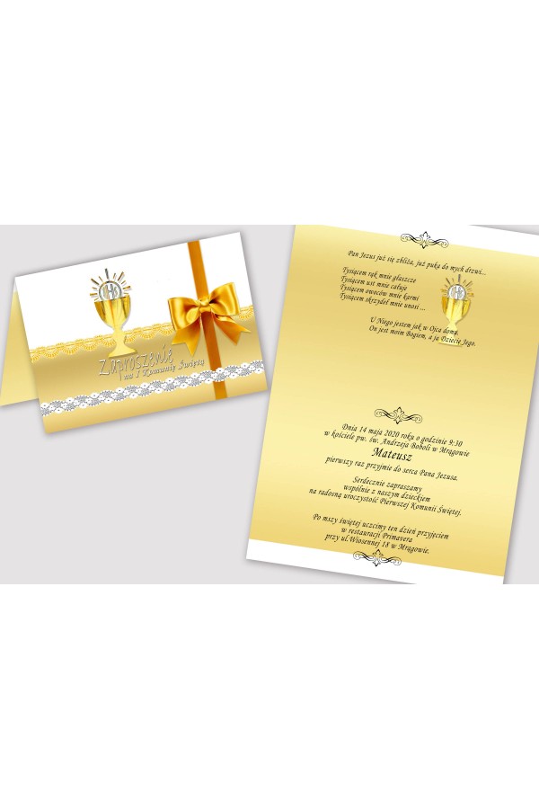 Personalized communion invitations from sets - Gold Lace Personalized communion invitations from sets - Gold Lace - obraz 2