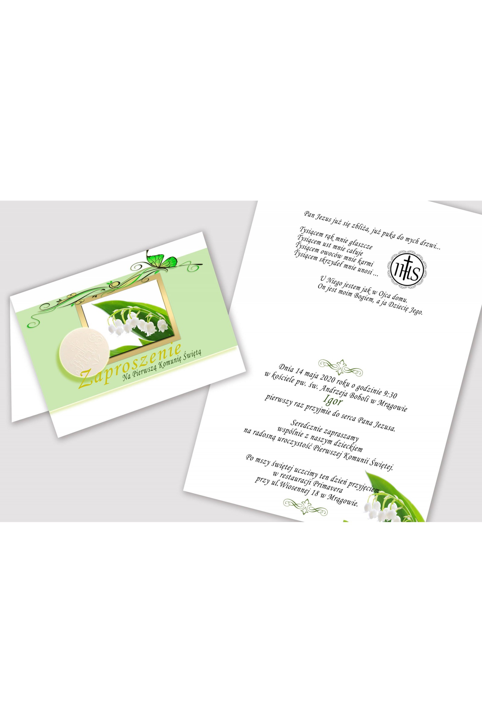 Invitations de communion personnalisées à partir de sets - Muguet Invitations de communion personnalisées à partir de sets - Muguet - obraz 2