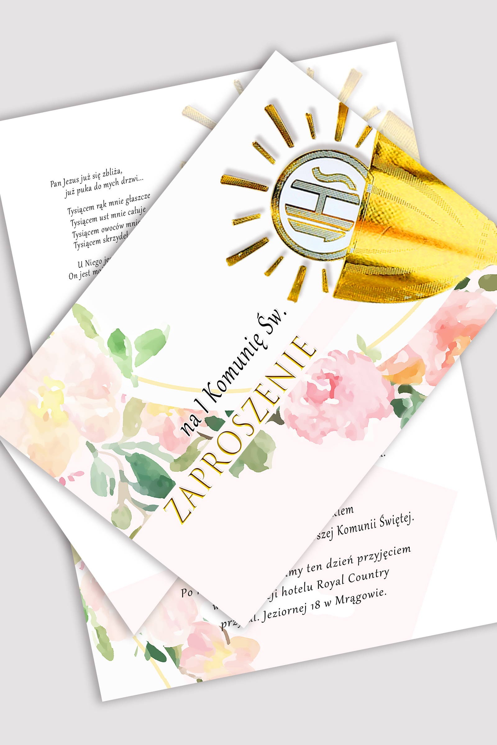 Invitations de communion personnalisées issues des ensembles - Aquarelle rose - obraz 2