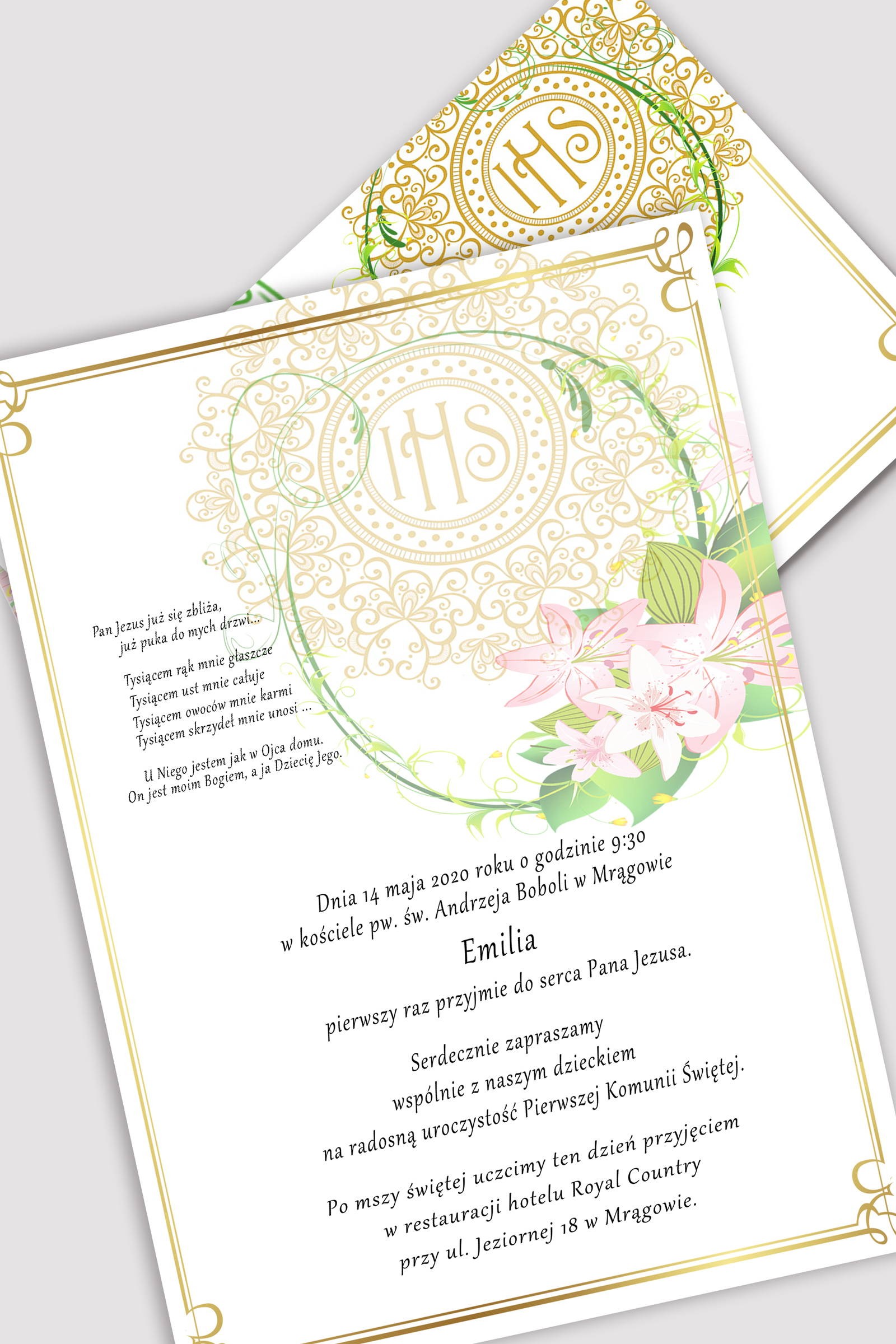 Invitations de communion personnalisées à partir de sets - Délicatesse des lys - obraz 0