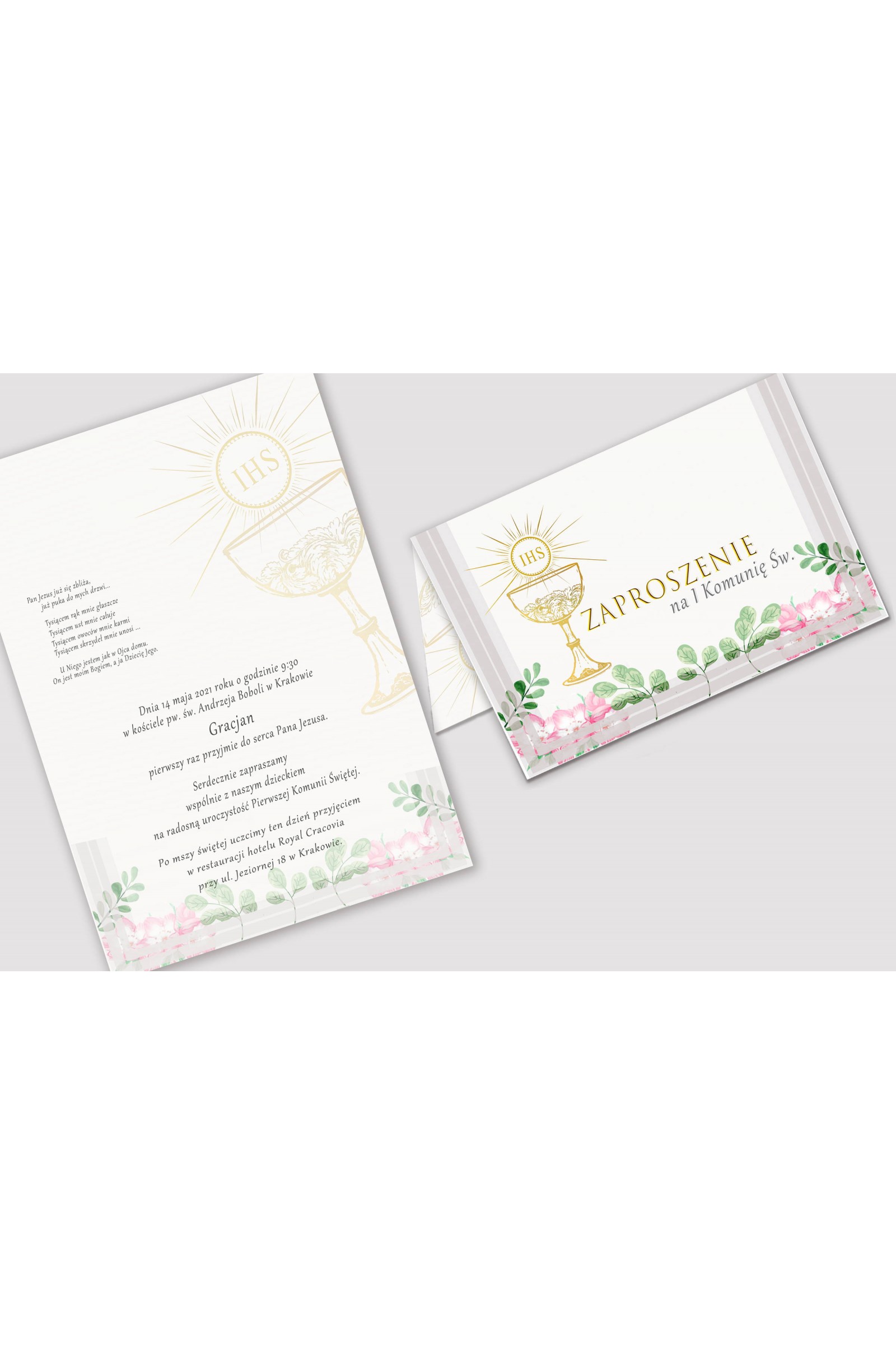 Personalized communion invitations from sets - Violets watercolor Personalized communion invitations from sets - Violets watercolor - obraz 2