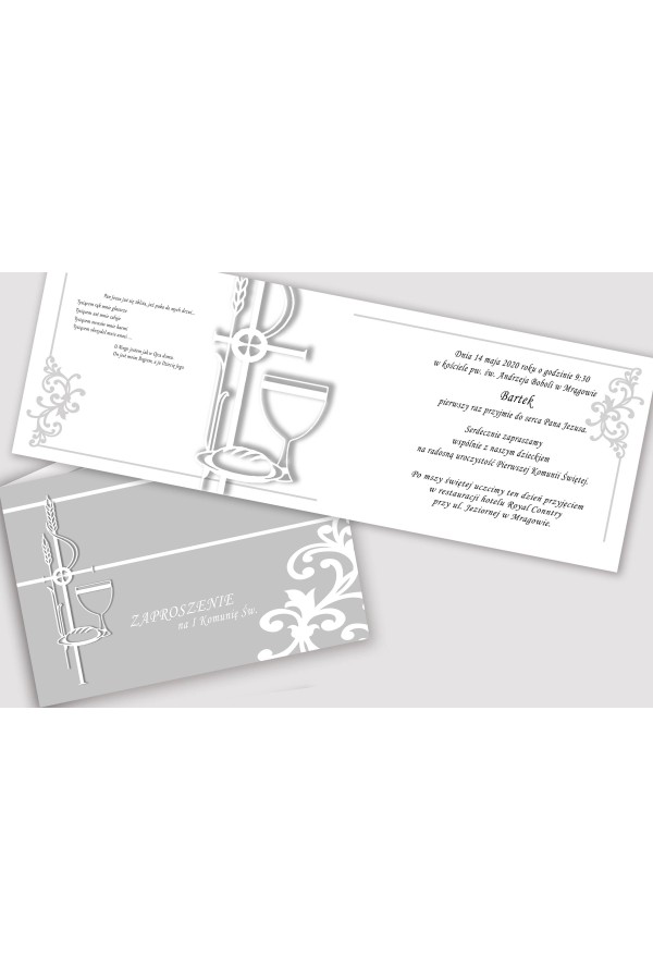 Invitations de communion personnalisées à partir de sets - Élégance blanche Invitations de communion personnalisées à partir de sets - Élégance blanche - obraz 2