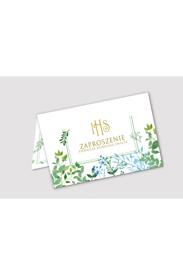 Invitations de communion personnalisées à partir de sets - Feuilles de printemps Invitations de communion personnalisées à partir de sets - Feuilles de printemps - obraz 1