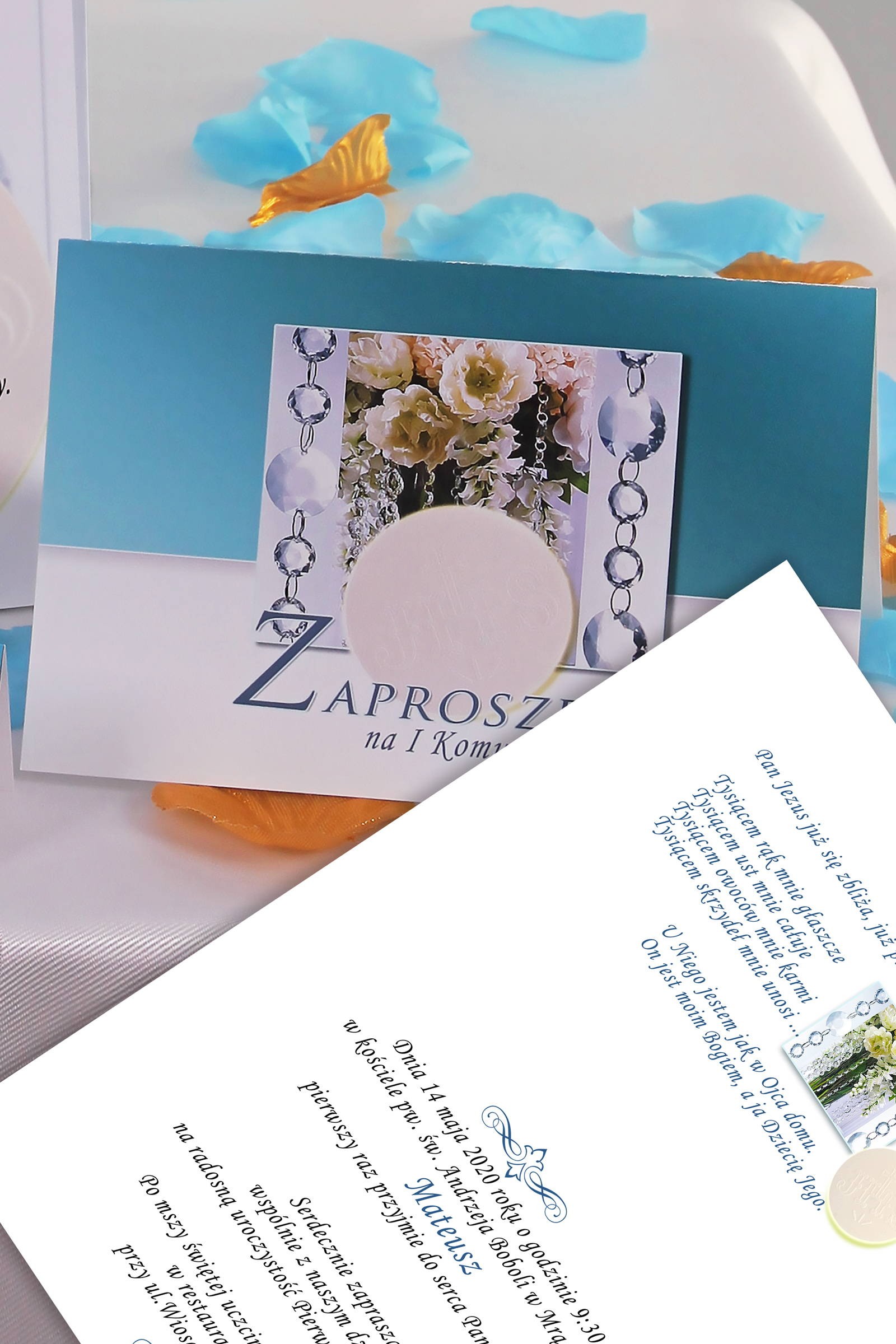 Personalized communion invitations from sets - Crystal blue Personalized communion invitations from sets - Crystal blue - obraz 0