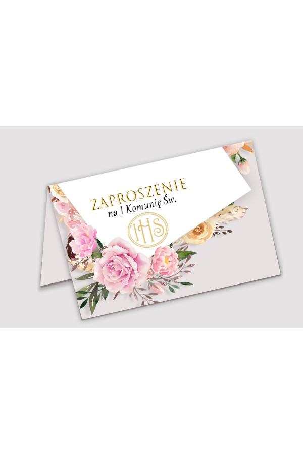 Personalized communion invitations from sets - Peony and rose - obraz 1