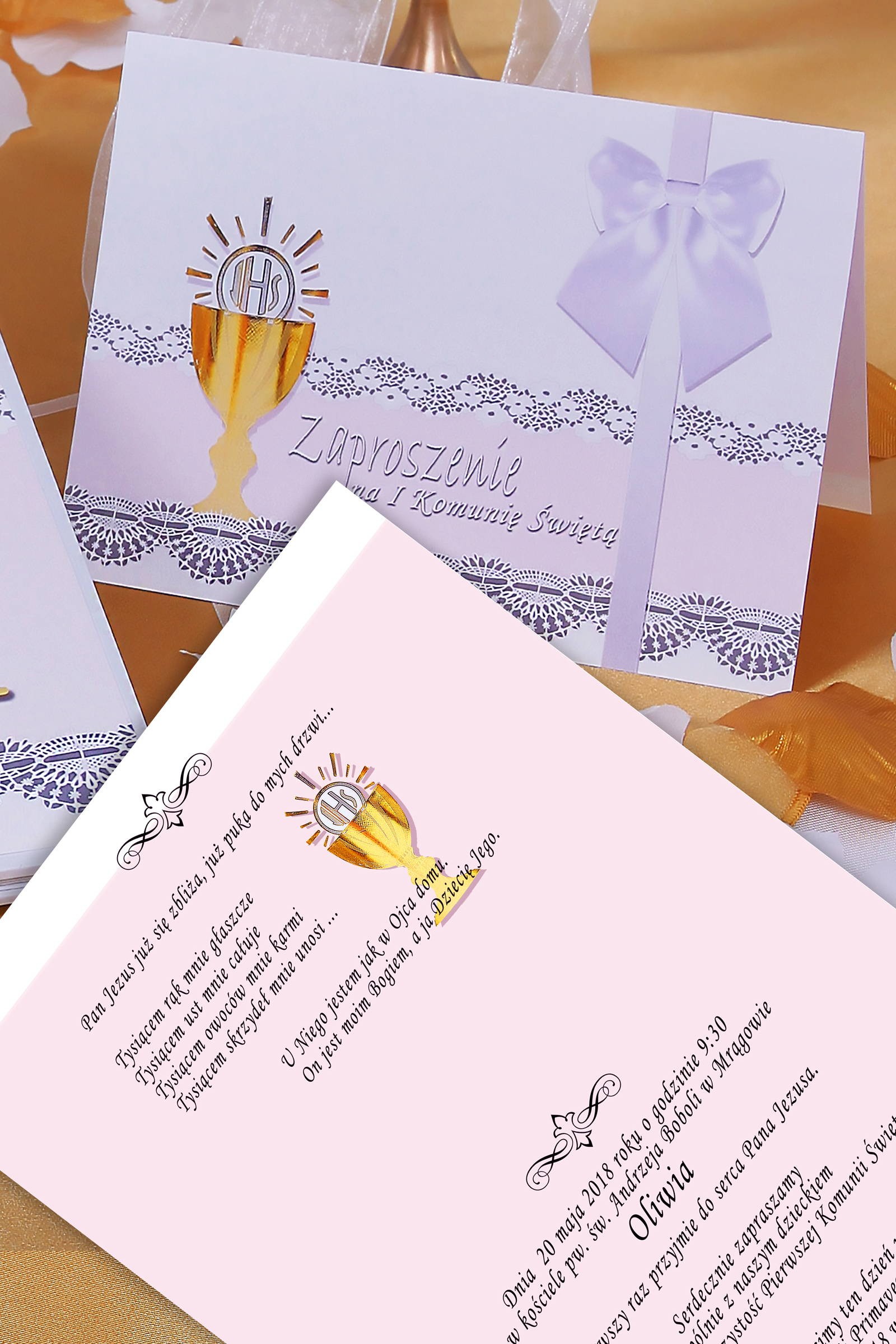 Invitations de communion personnalisées de séries - Dentelle blanche Invitations de communion personnalisées de séries - Dentelle blanche - obraz 0