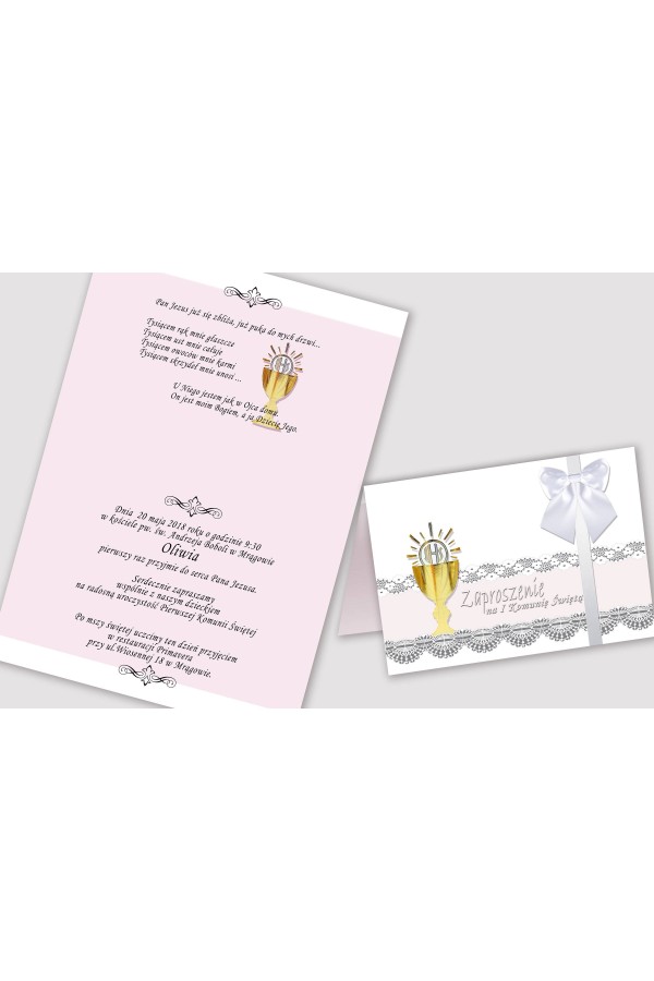 Invitations de communion personnalisées de séries - Dentelle blanche Invitations de communion personnalisées de séries - Dentelle blanche - obraz 2