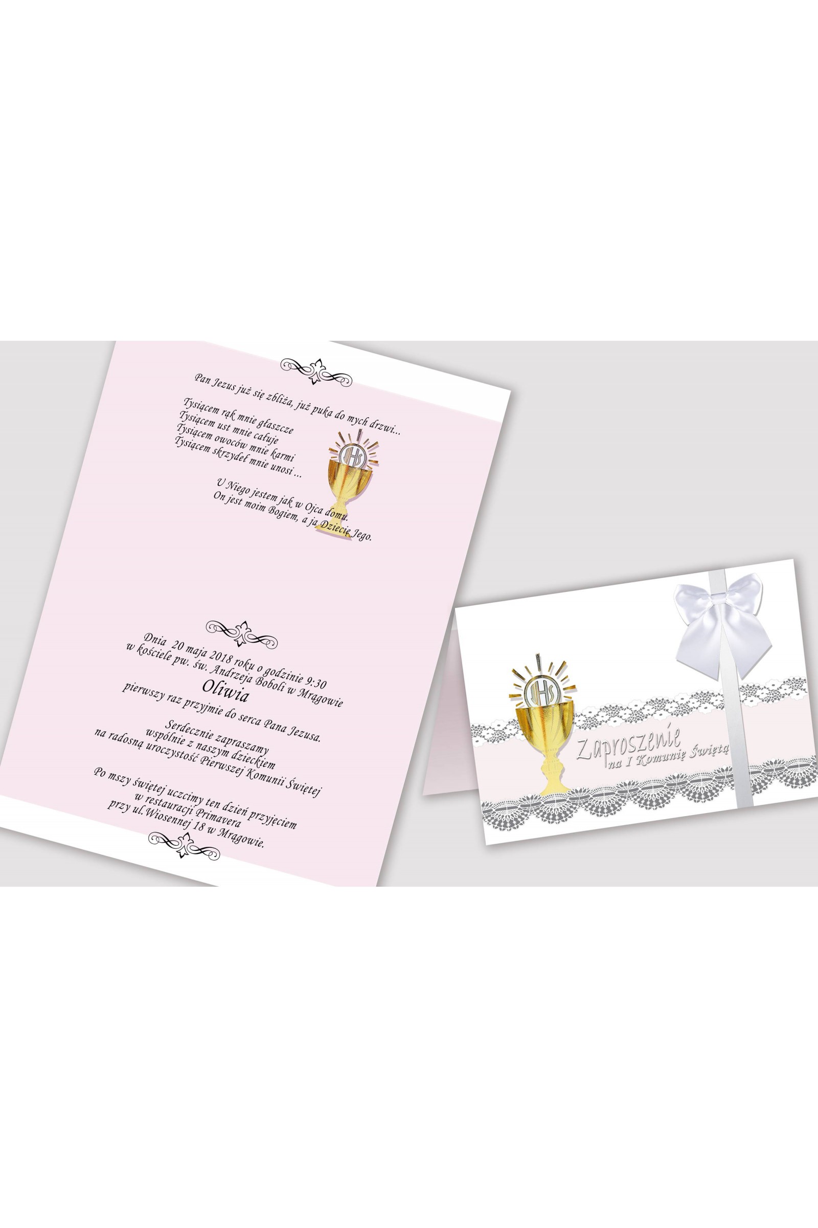 Invitations de communion personnalisées de séries - Dentelle blanche Invitations de communion personnalisées de séries - Dentelle blanche - obraz 2