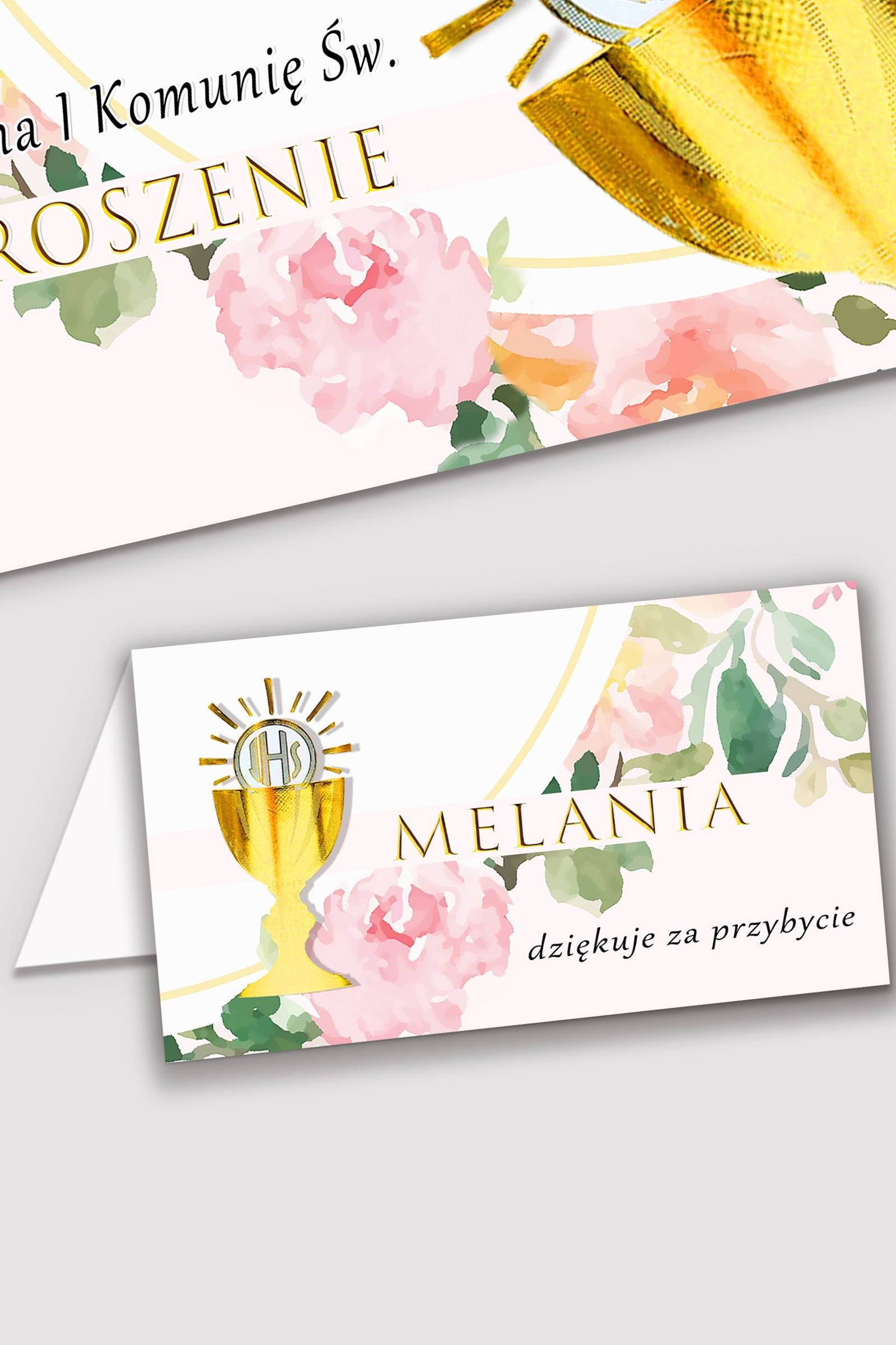 Vignettes de communion personnalisées - Aquarelle rose - obraz 0