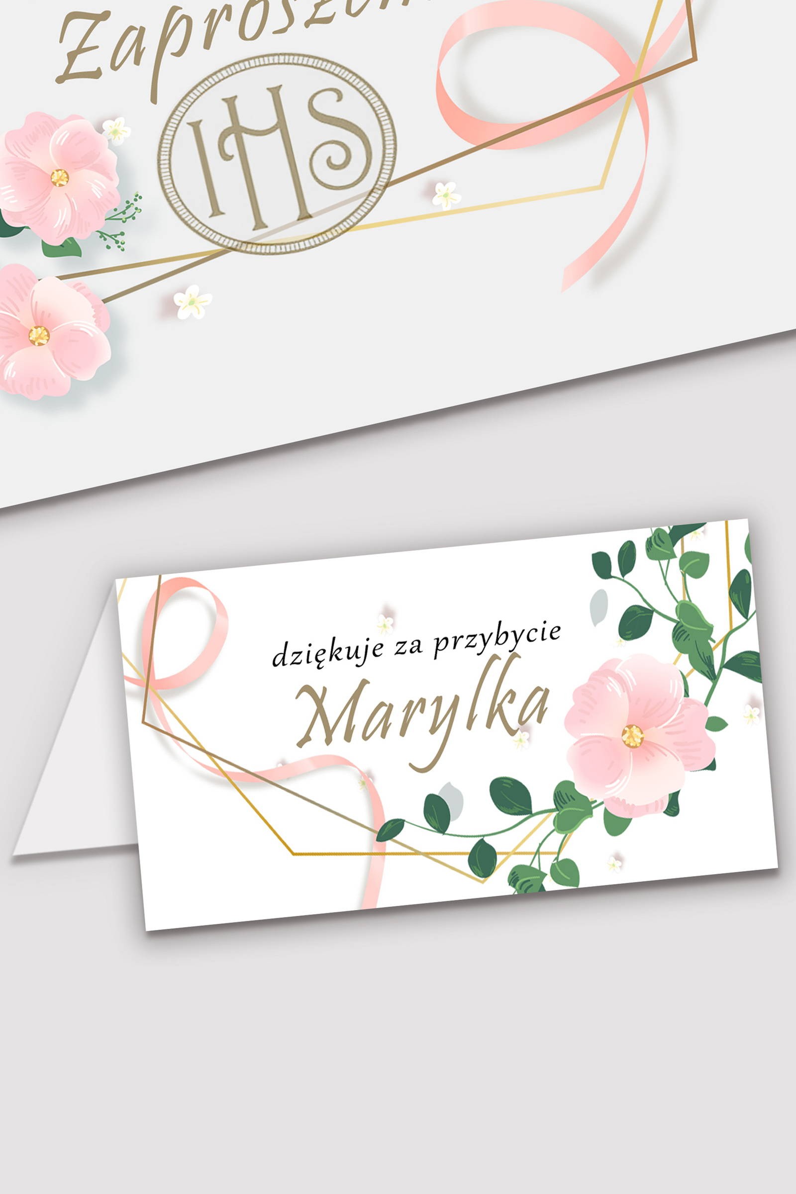 Vignettes de communion personnalisées - Ruban rose - obraz 0