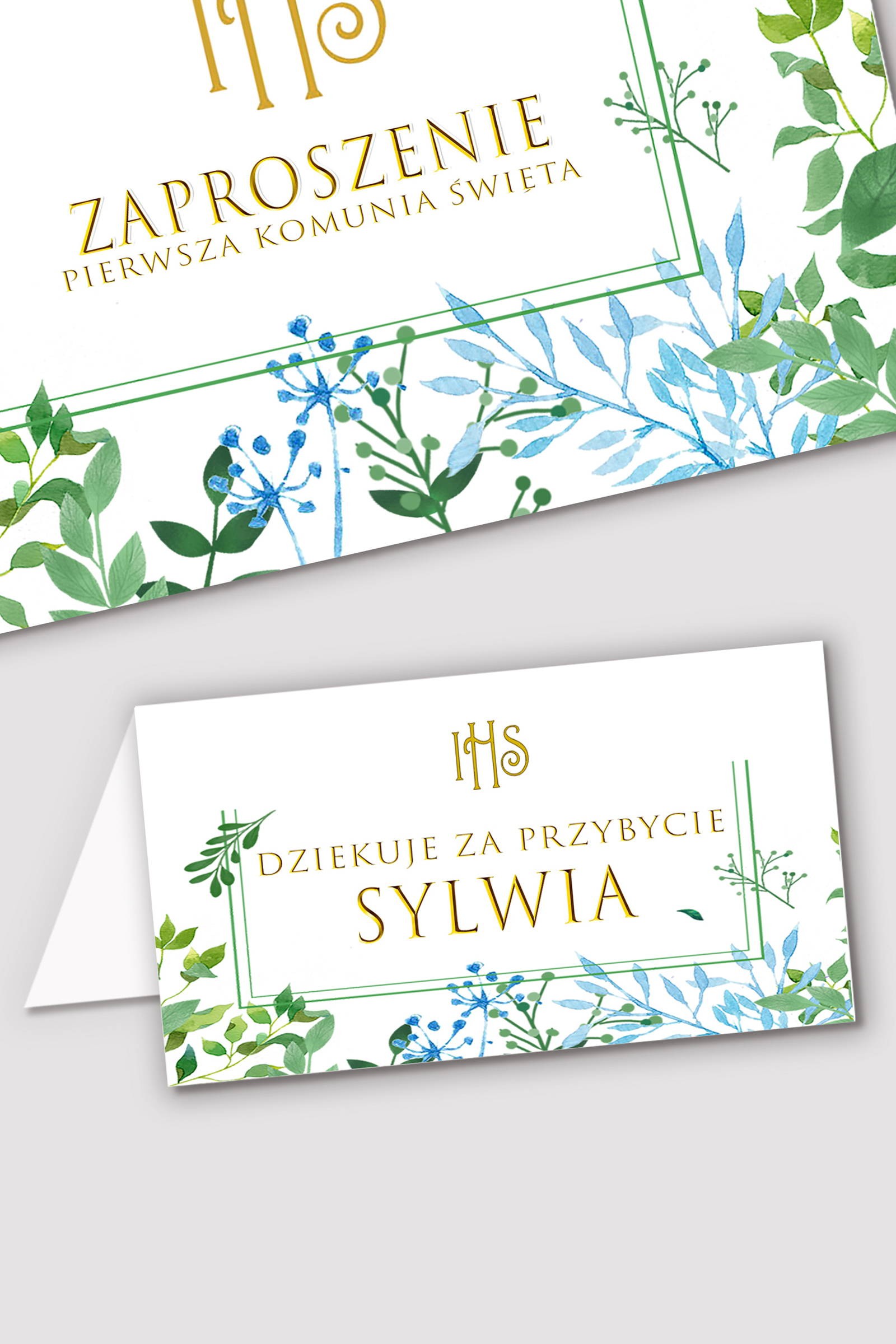 Vignettes de communion personnalisées - Feuilles de printemps - obraz 0