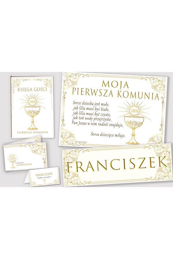 Ensemble de communion décoratif personnalisé - Or Royal Ensemble de communion décoratif personnalisé - Or Royal - obraz 1