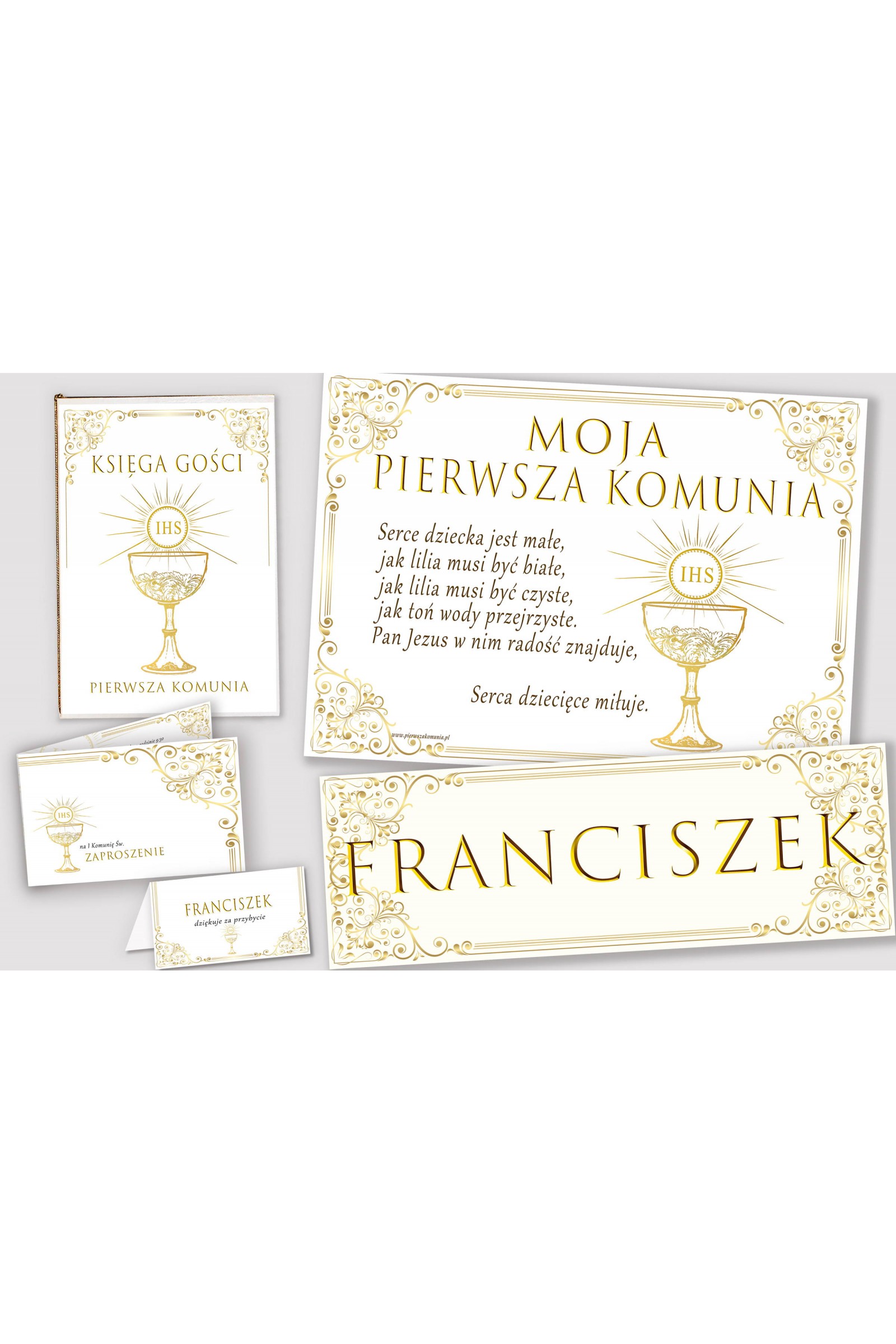 Ensemble de communion décoratif personnalisé - Or Royal Ensemble de communion décoratif personnalisé - Or Royal - obraz 1