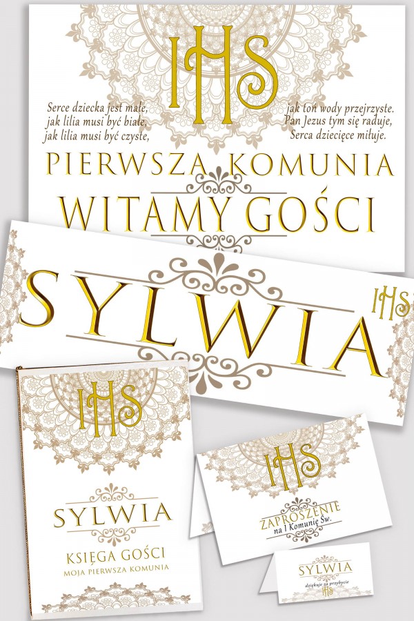 Personalized decorative communion set - Rosette Personalized decorative communion set - Rosette - obraz 0