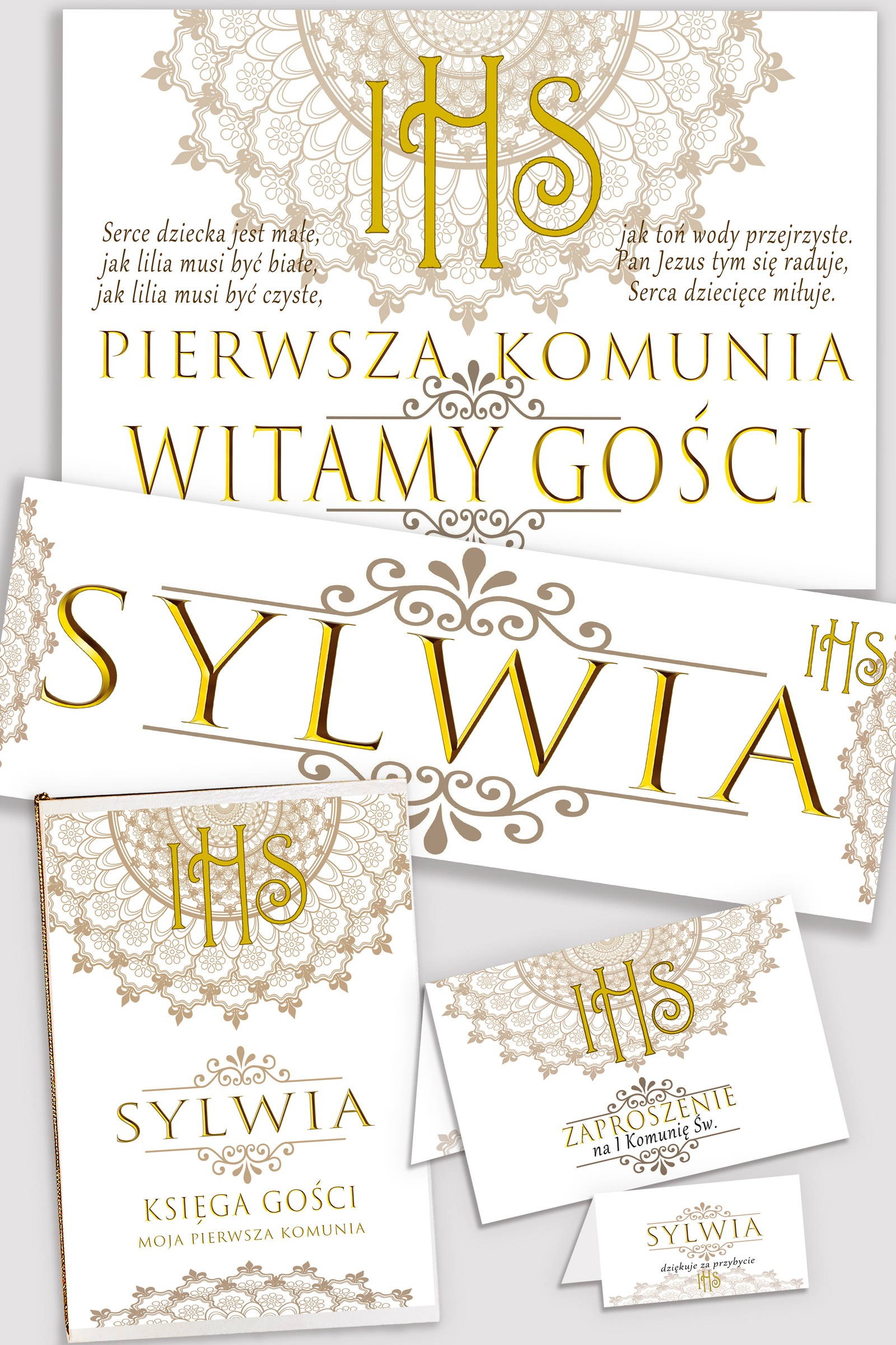 Personalized decorative communion set - Rosette Personalized decorative communion set - Rosette - obraz 0